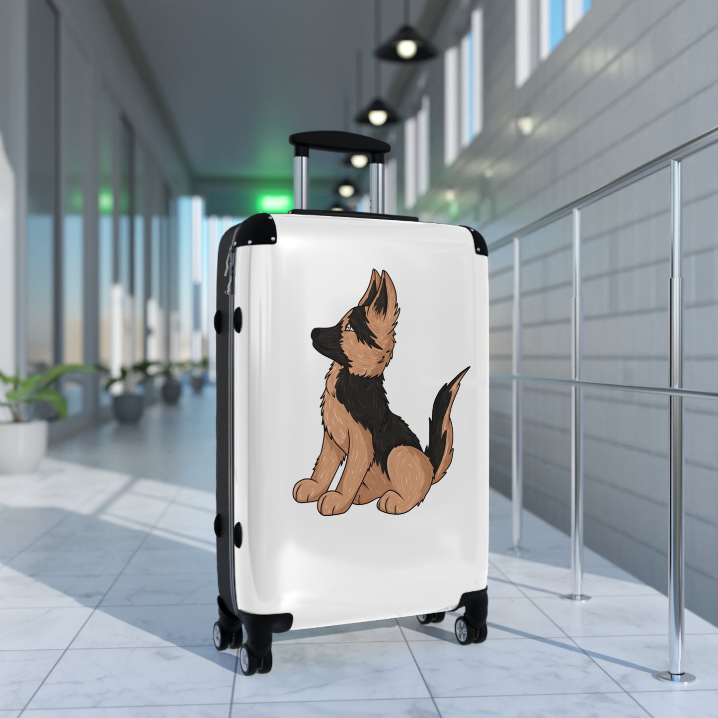 Personalized Dog Lover Suitcase - Featuring Cute German Shepherd Puppy Looking Upward