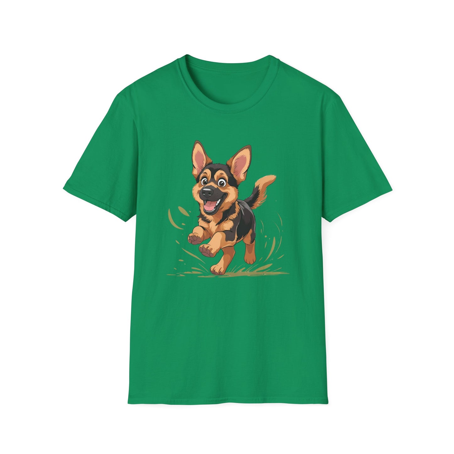 Cute Playing Puppy Graphic Unisex Softstyle T-Shirt, Dog Lover Gift, Casual Wear, Animal Theme Shirt, Perfect for Birthdays, Pet Owners