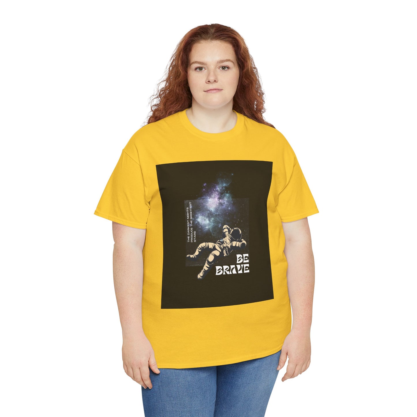 Be Brave Tee, Inspirational T-Shirt, Unisex Cotton Top, Space Graphic Shirt, Motivational Gift, Everyday Wear