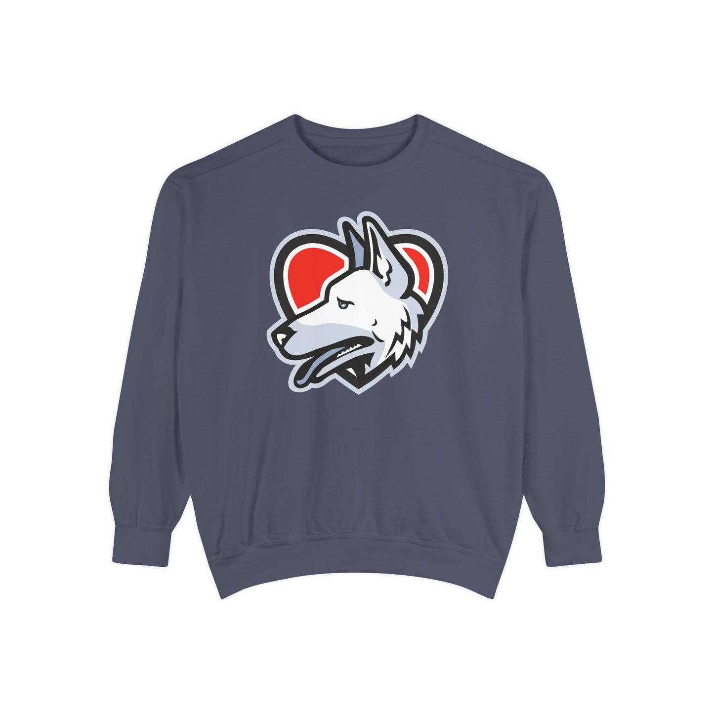 Unisex Dog Lover Sweatshirt With a Close Up Graphic of German Shepherd Placed Inside Red Heart