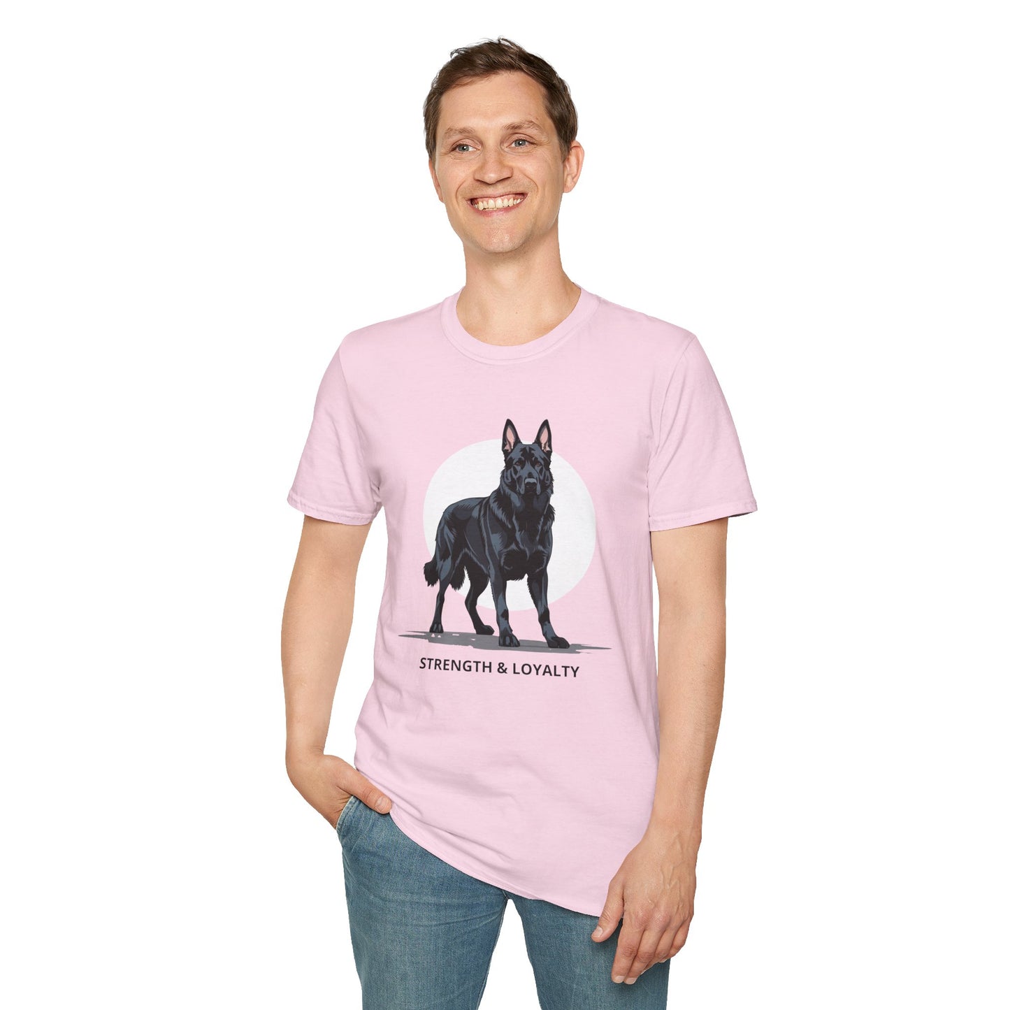Strength & Loyalty German Shepherd Dog T-Shirt, Unisex Pet Lover Tee, Gifts for Dog Owners, Animal Lovers Apparel, Casual Everyday Wear, Black Dog Shirt