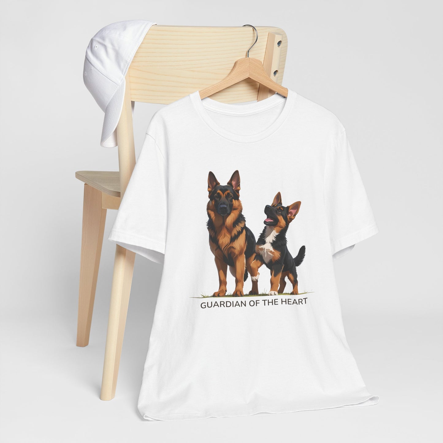 German Shepherd and Puppy Tee - Guardian of the Heart, Gifting for Pet Owners, Cute Graphic Shirt, Perfect for Birthdays, Dog-Themed Apparel