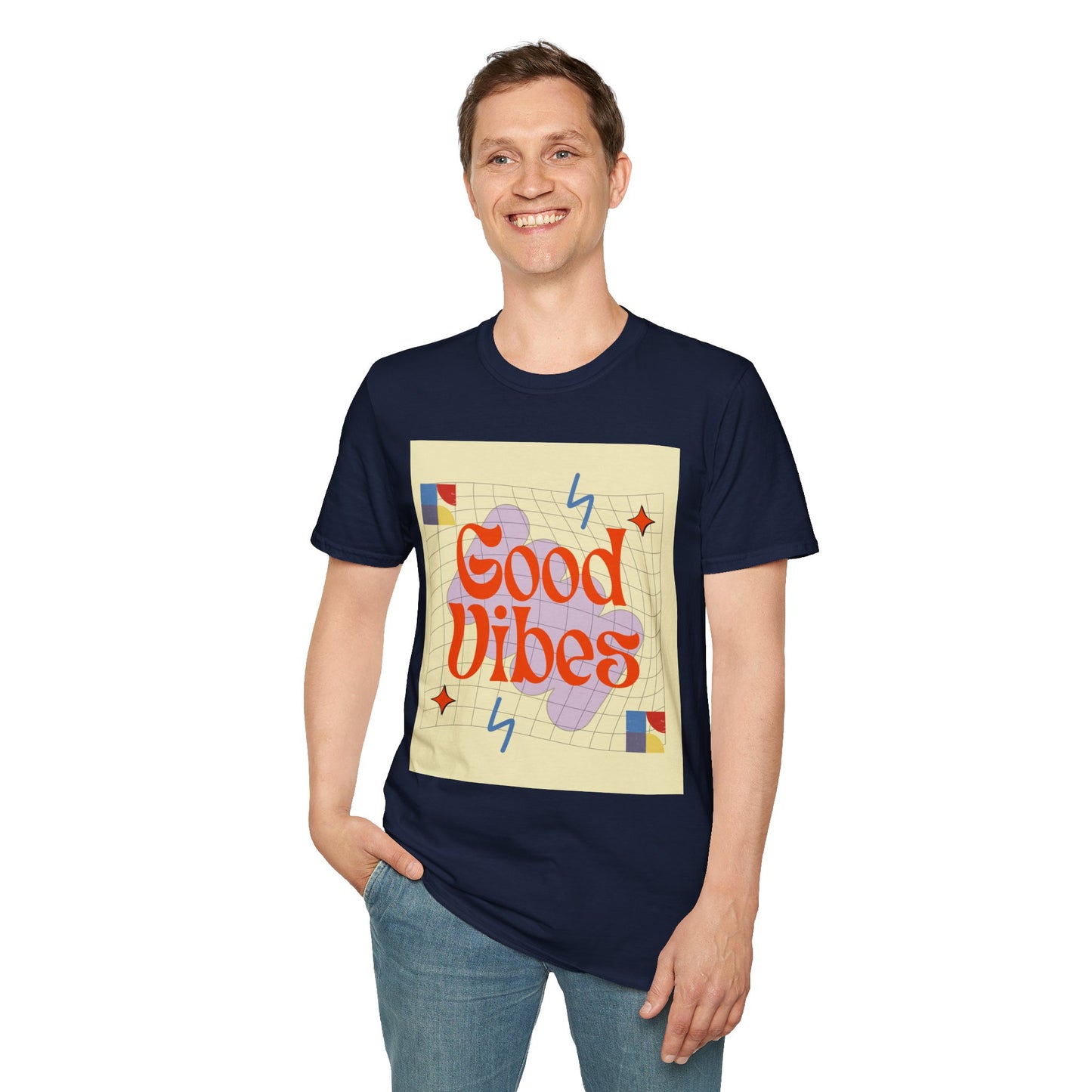 Good Vibes Unisex Softstyle T-Shirt, Relaxed Fit Tee, Casual Wear, Gift Idea, Positive Quotes, Everyday Comfort, Summer Fashion