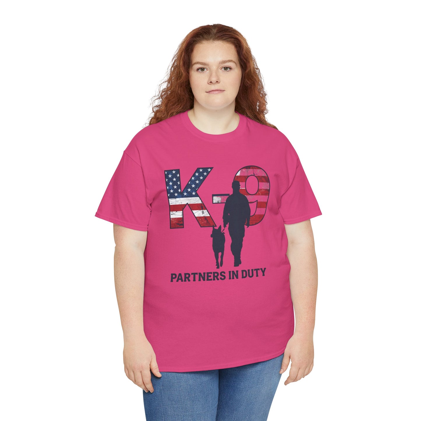 Patriotic K-9 T-Shirt - Partners in Duty Tee | Unisex Heavy Cotton Tee for Dog Lovers, Military Support, Gifts for Dog Handlers