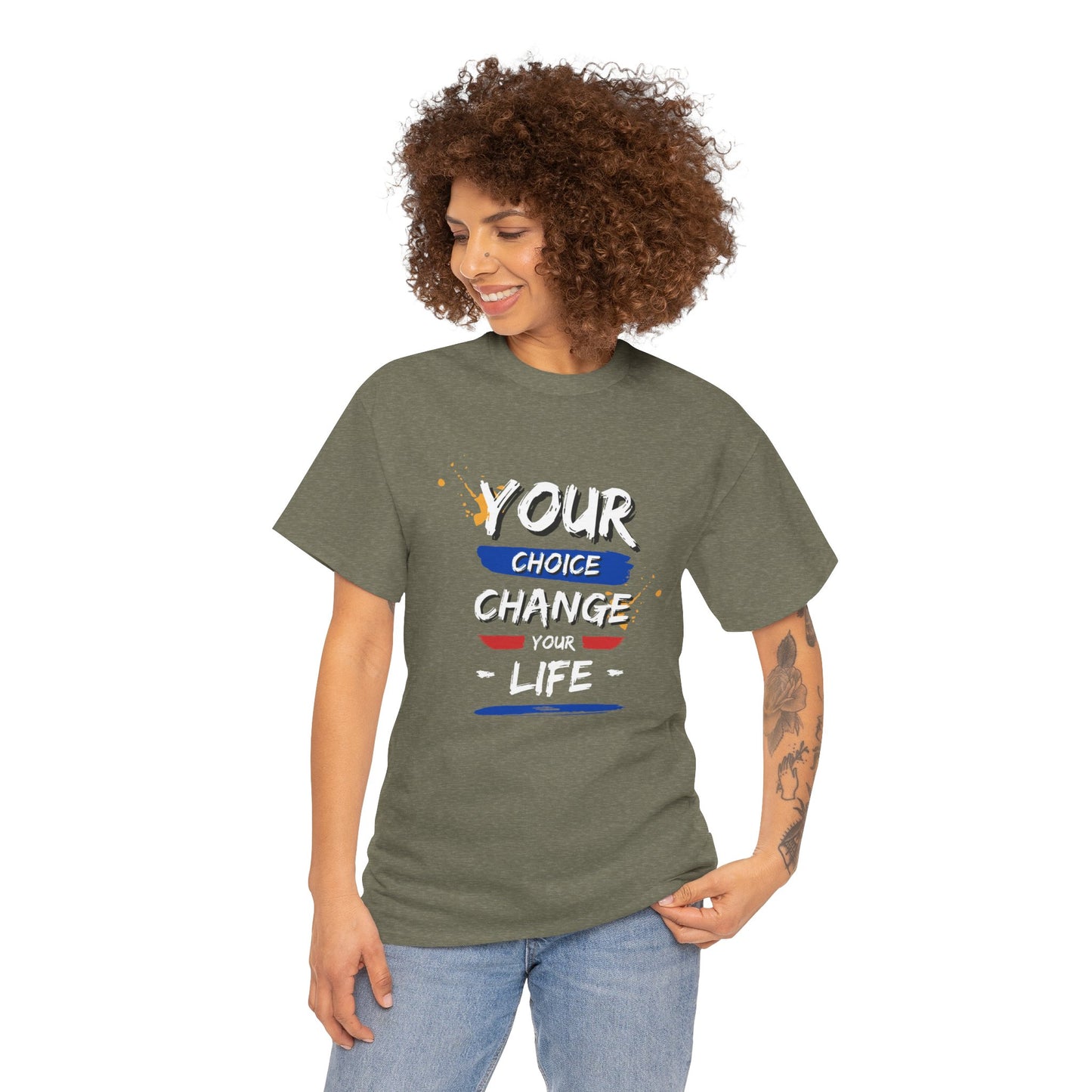 Inspirational Quote Unisex Heavy Cotton Tee - "Your Choice Change For Life", Motivational Shirt, Casual Wear, Gift Idea, Everyday Comfort