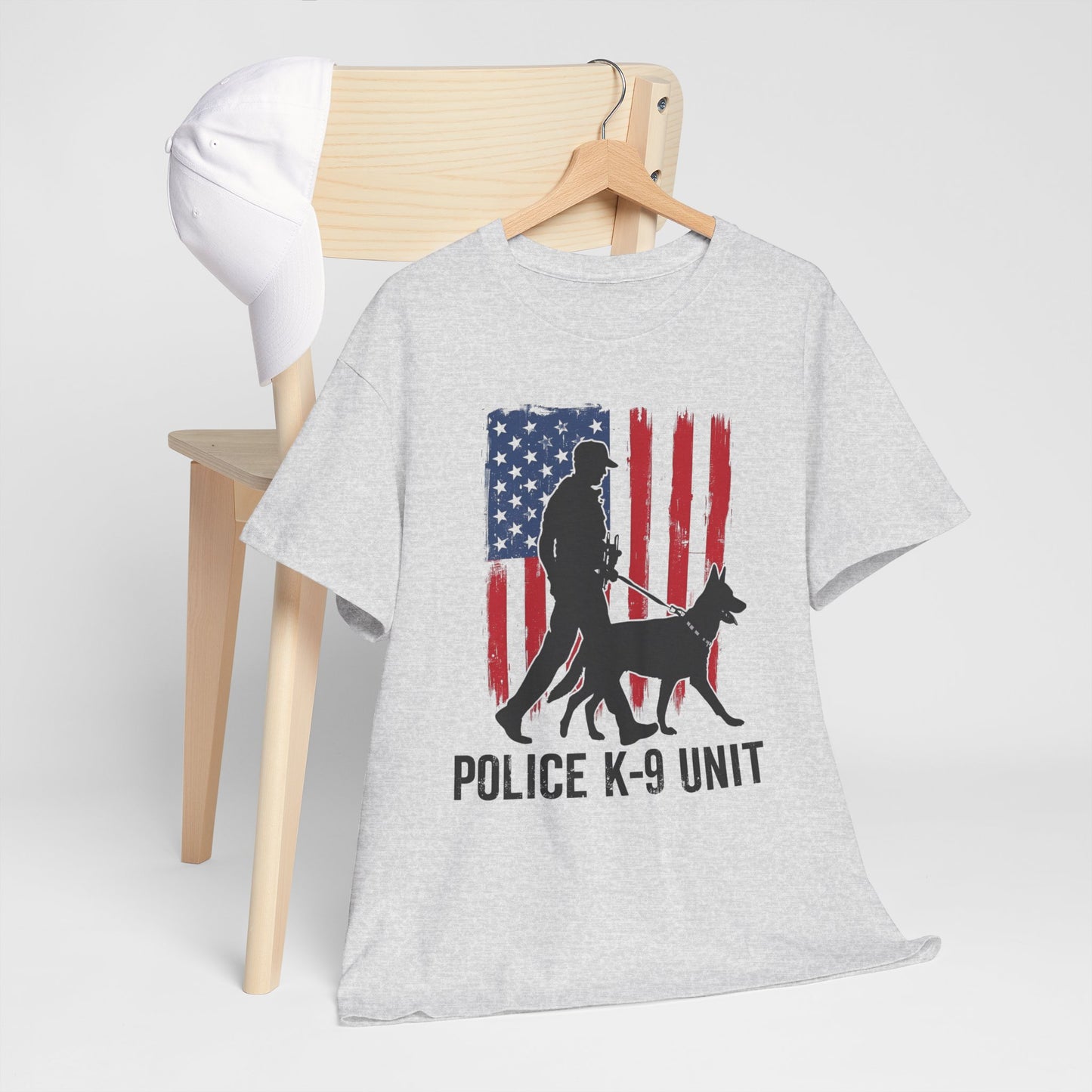 Patriotic Police K-9 Unit Heavy Cotton Tee, Unisex Cotton Shirt for Dog Lovers, Law Enforcement Apparel, Gifts for Police Officers