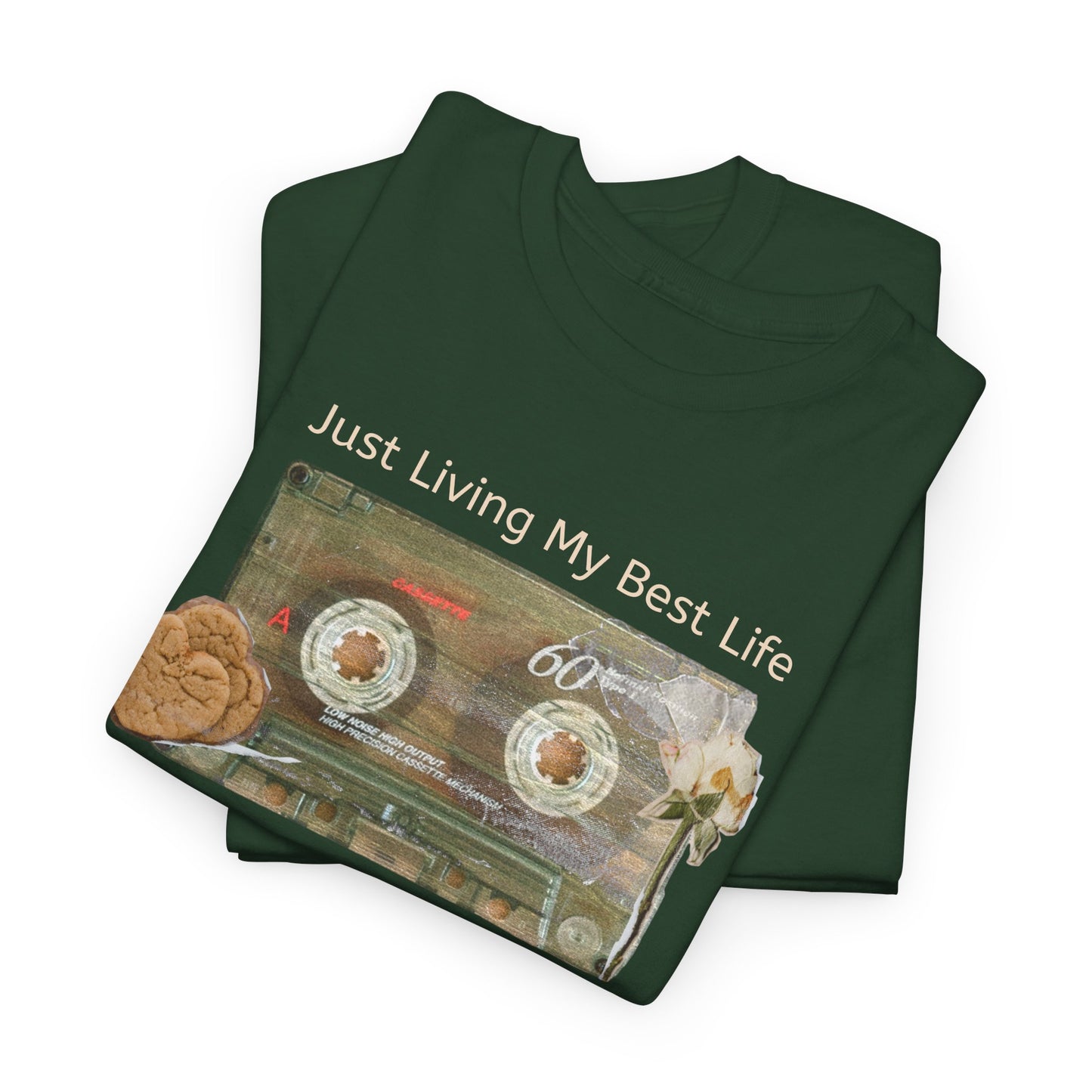 Just Living My Best Life Tee, Vintage Cassette T-Shirt, Casual Wear, Gift for Friends, Music Lover's Apparel