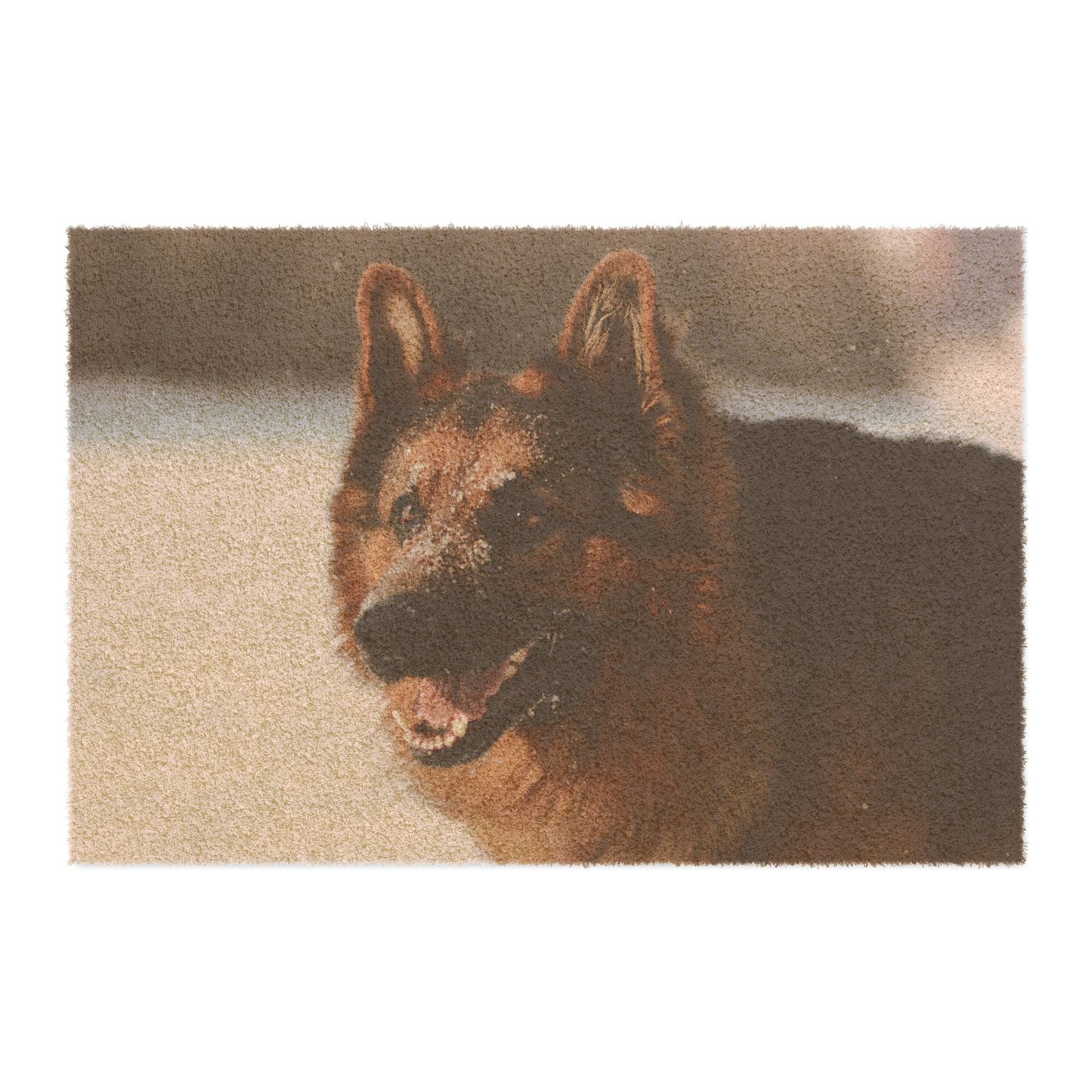 Dog Lover's Doormat Featuring a Giant German Shepherd in the Snow