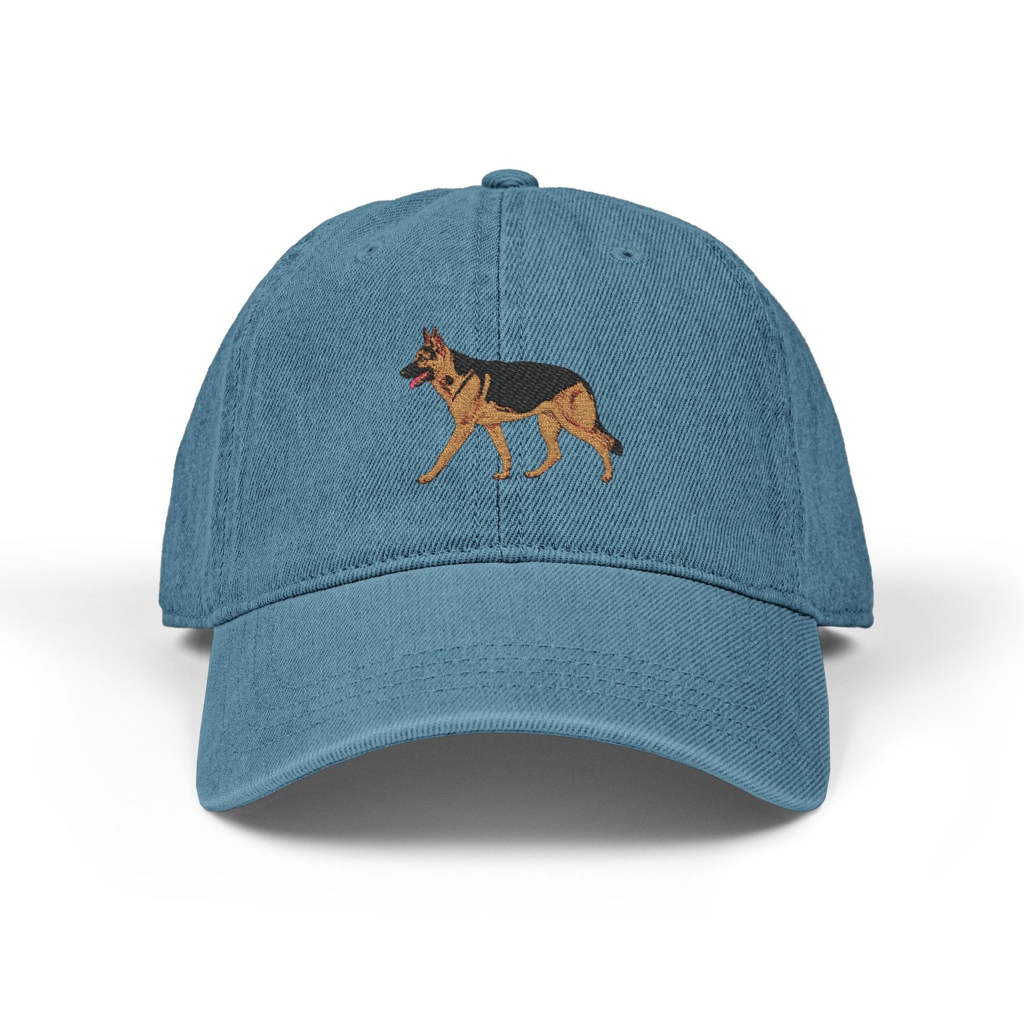Embroidered Denim Hat with German Shepherd Design, Adjustable Dog Lover Cap, Outdoor Hat for Pet Owners