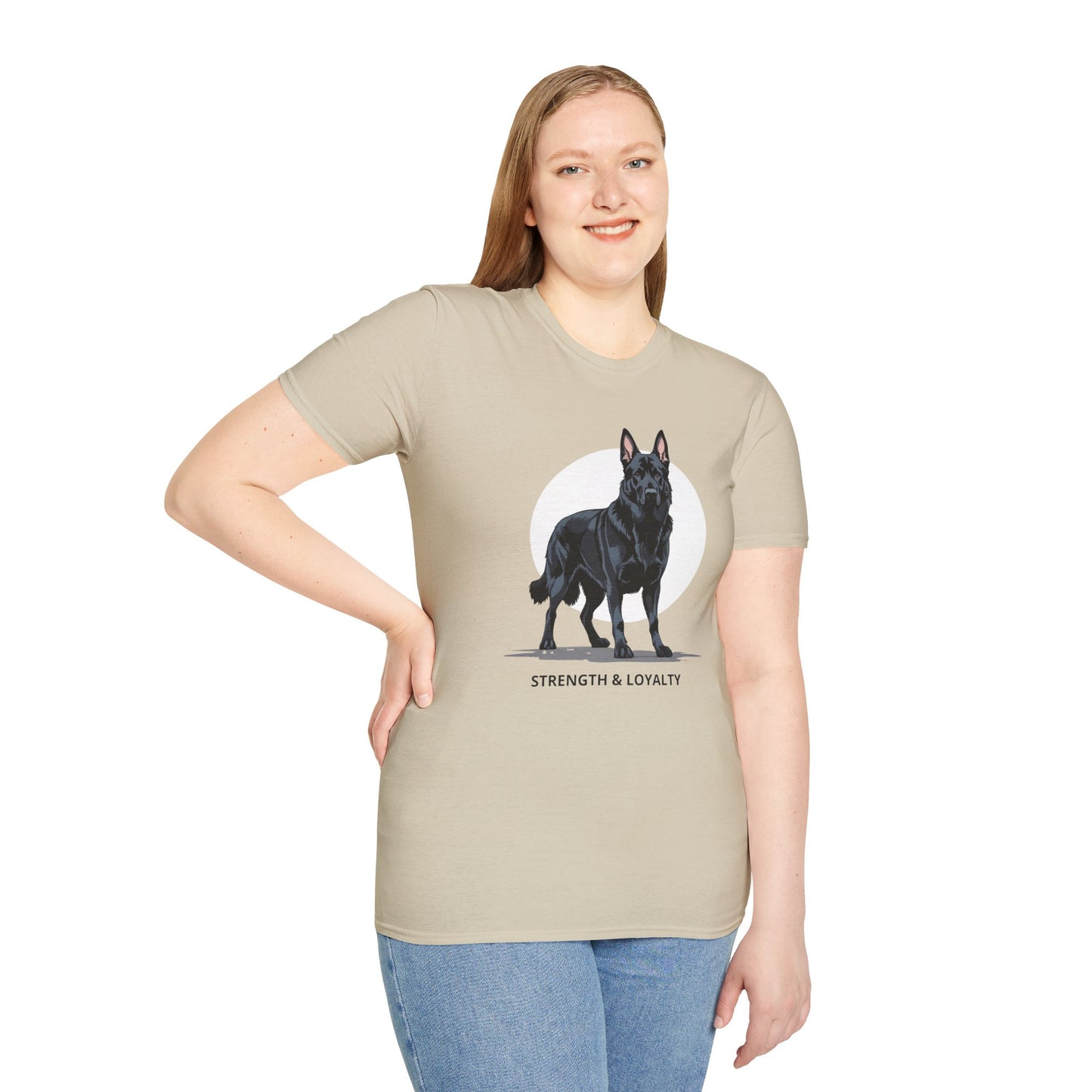 Strength & Loyalty German Shepherd Dog T-Shirt, Unisex Pet Lover Tee, Gifts for Dog Owners, Animal Lovers Apparel, Casual Everyday Wear, Black Dog Shirt