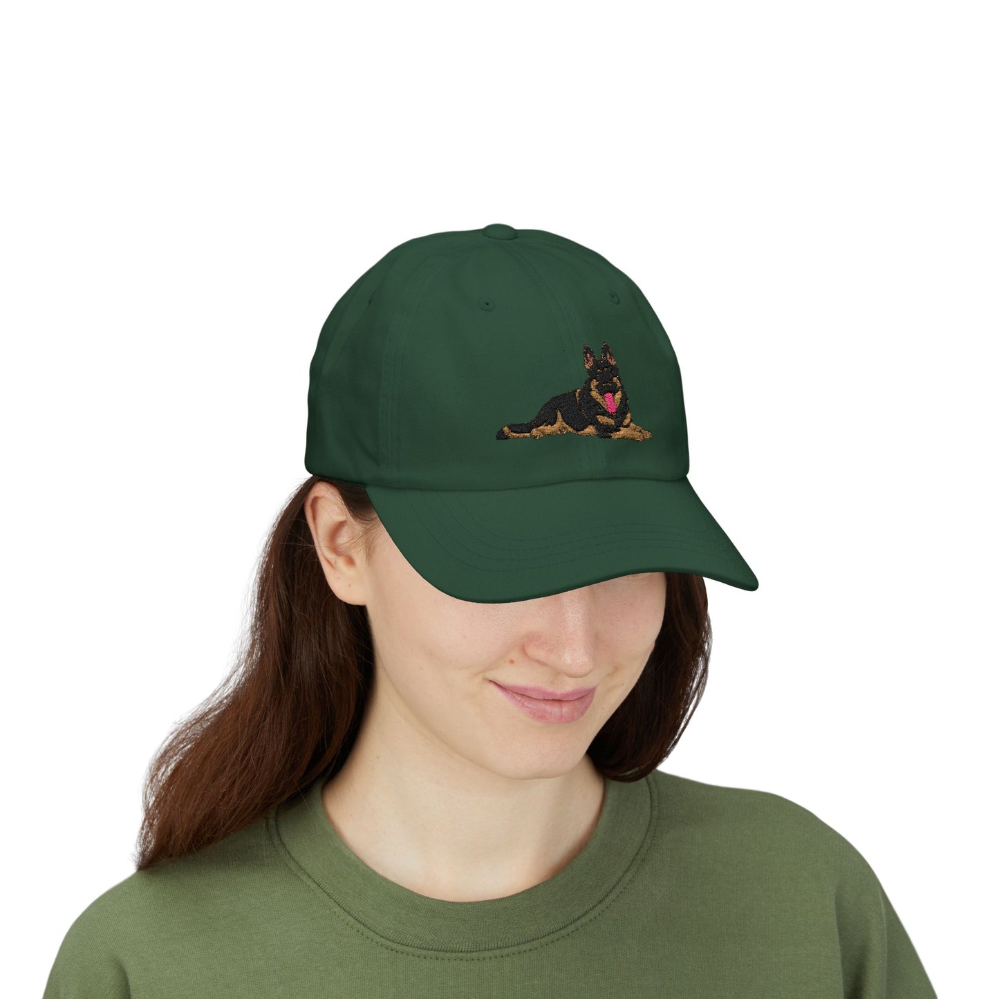 Classic Dad Cap Featuring a Giant Old Fashioned Working Line German Shepherd Embroidered Design