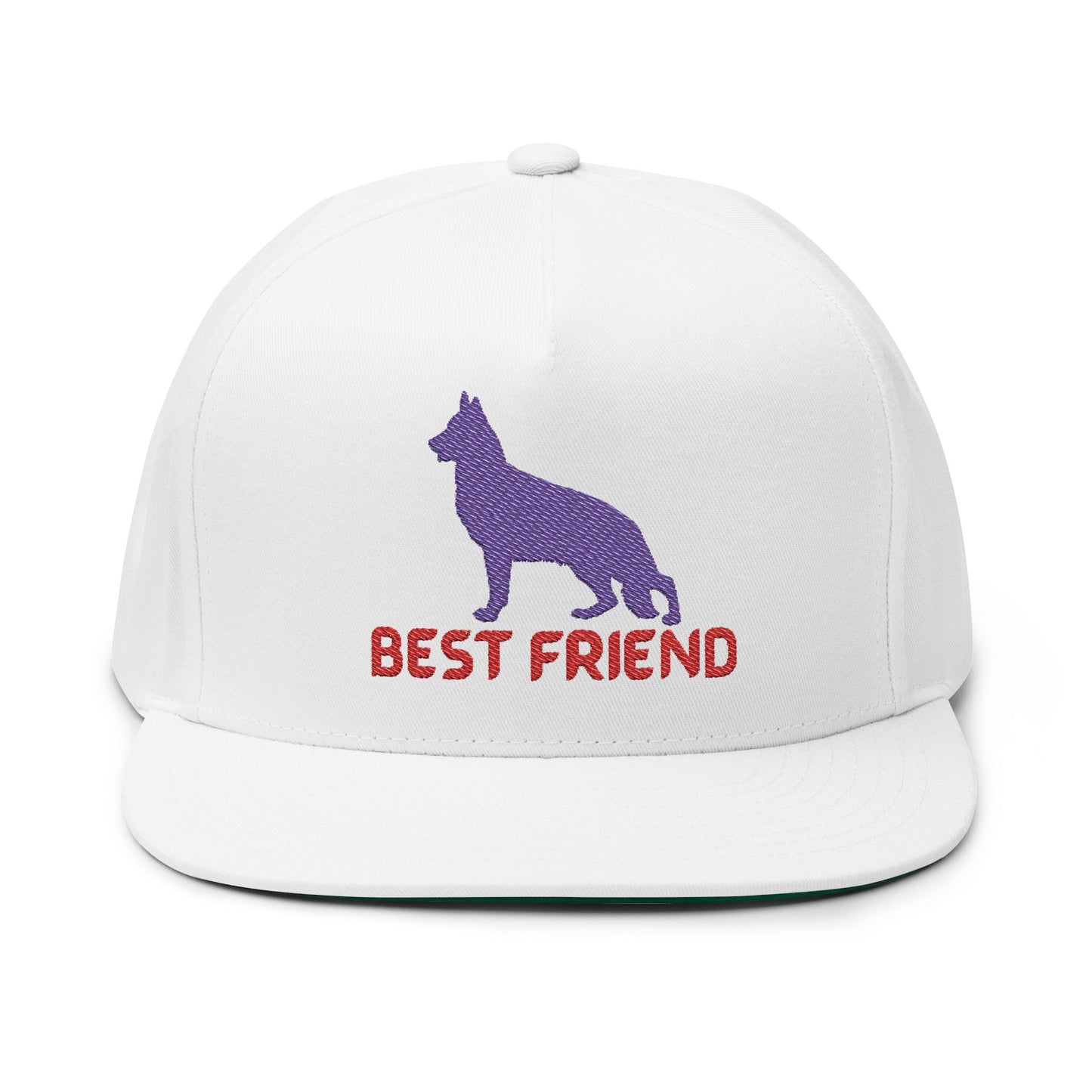 German Shepherd Flat Bill Embroidered Cap - Best Friend