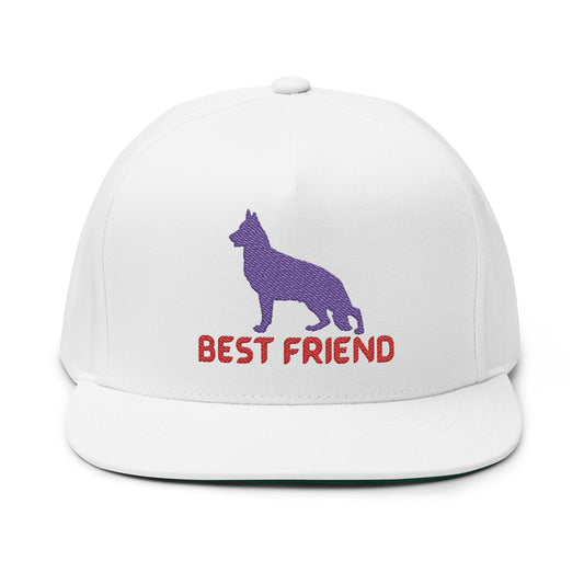 German Shepherd Flat Bill Embroidered Cap - Best Friend