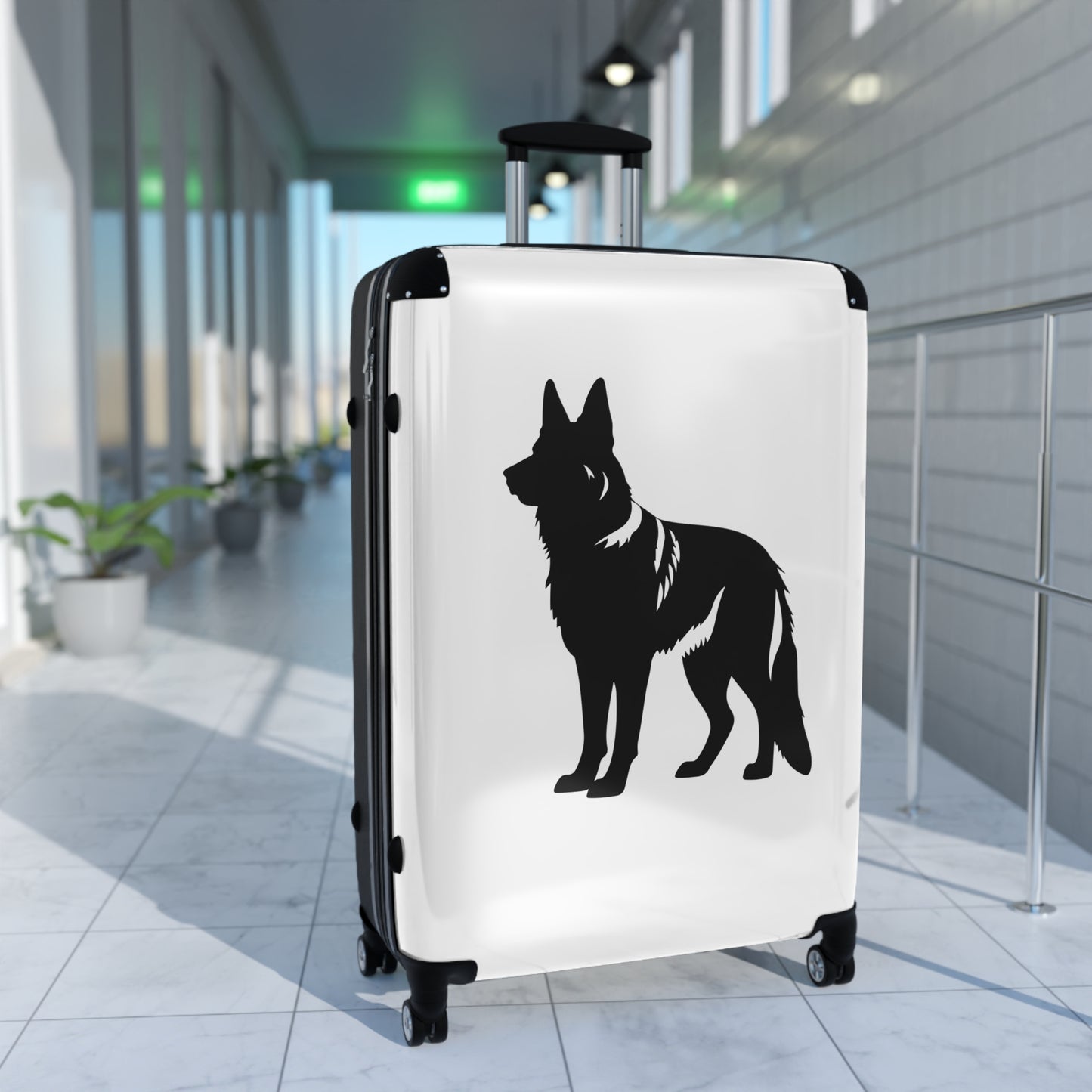 Dog Lover's Suitcase Featuring a Graphic of Black German Shepherd