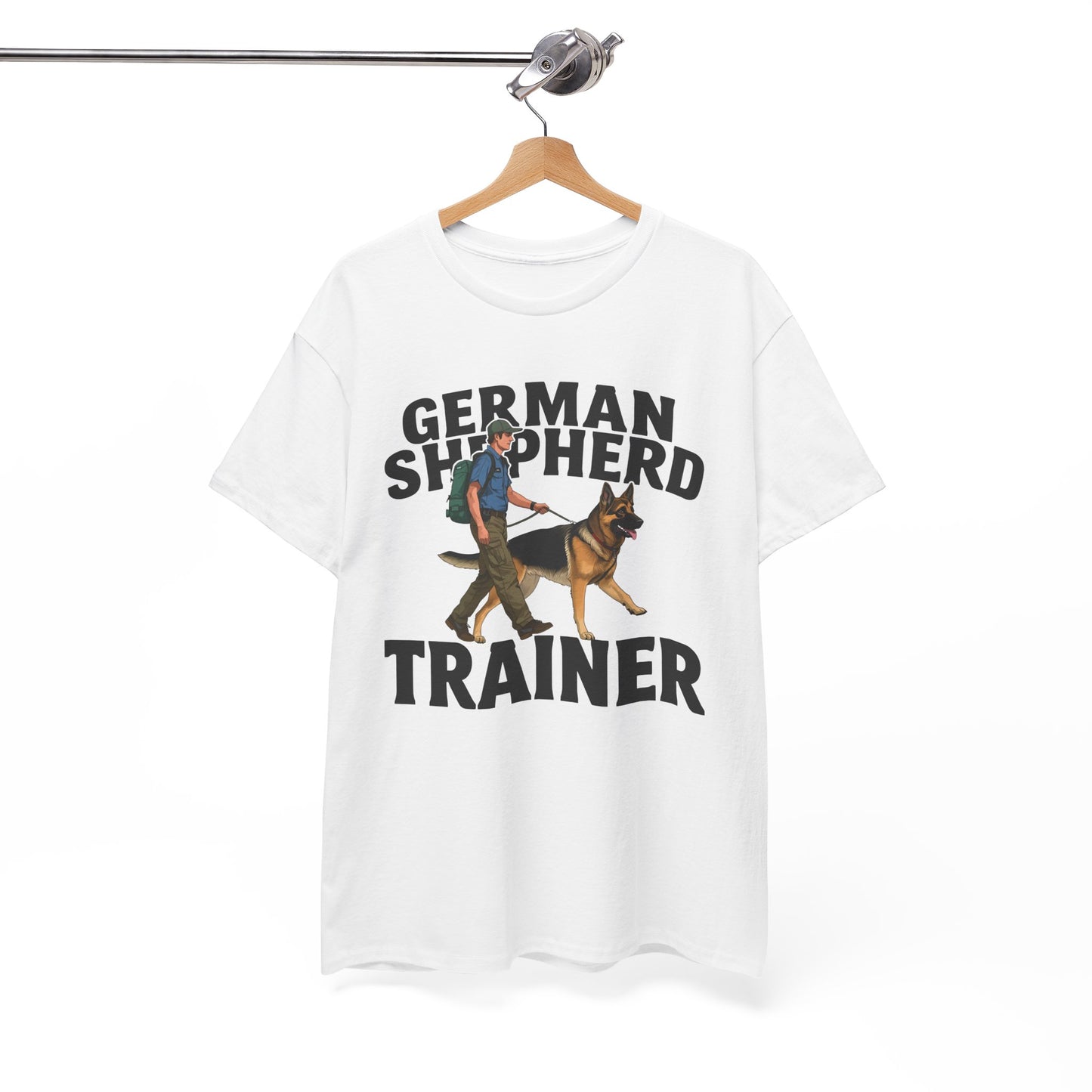 German Shepherd Trainer Tee - Man Holding a German Shepherd | Dog Lover Gift