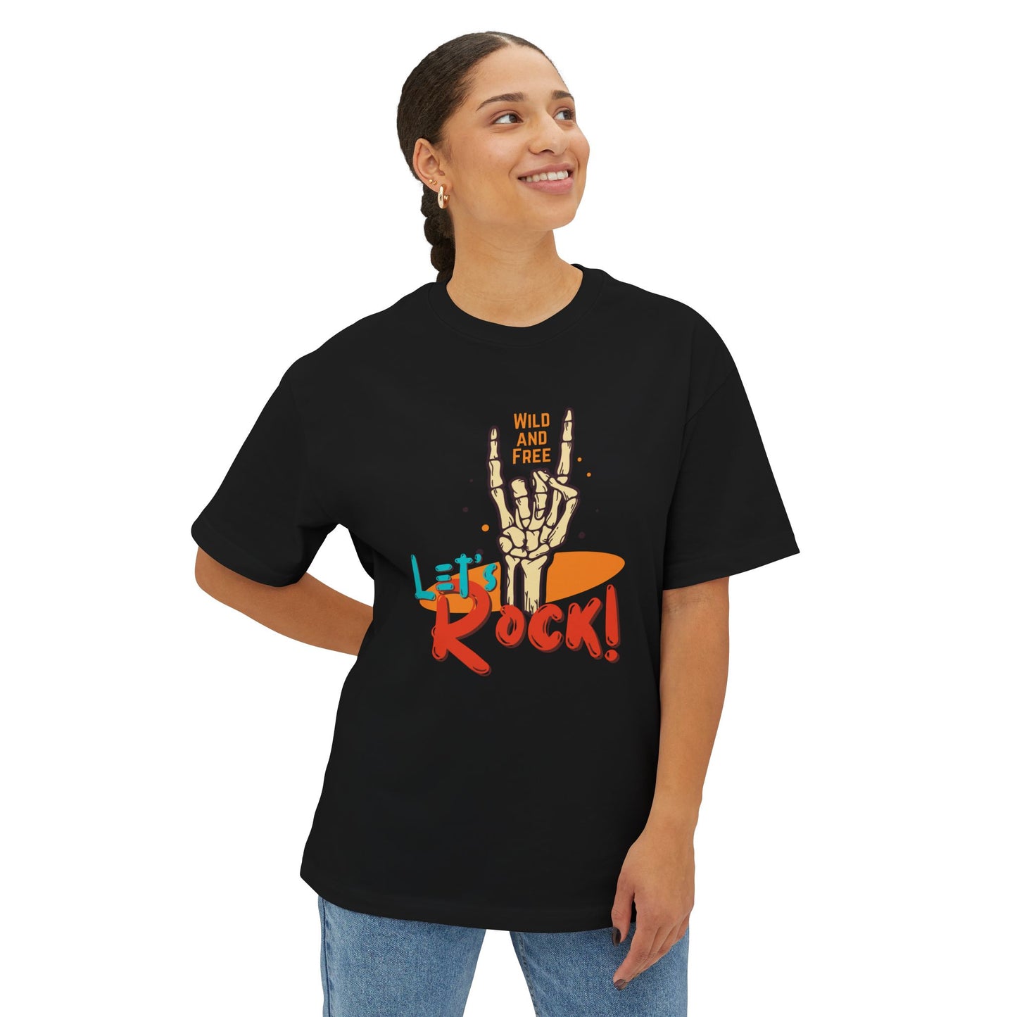 Let's Rock Unisex Oversized Tee - Wild & Free Graphic Shirt, Casual Tee, Music Lover Gift, Festival Wear, Summer Style