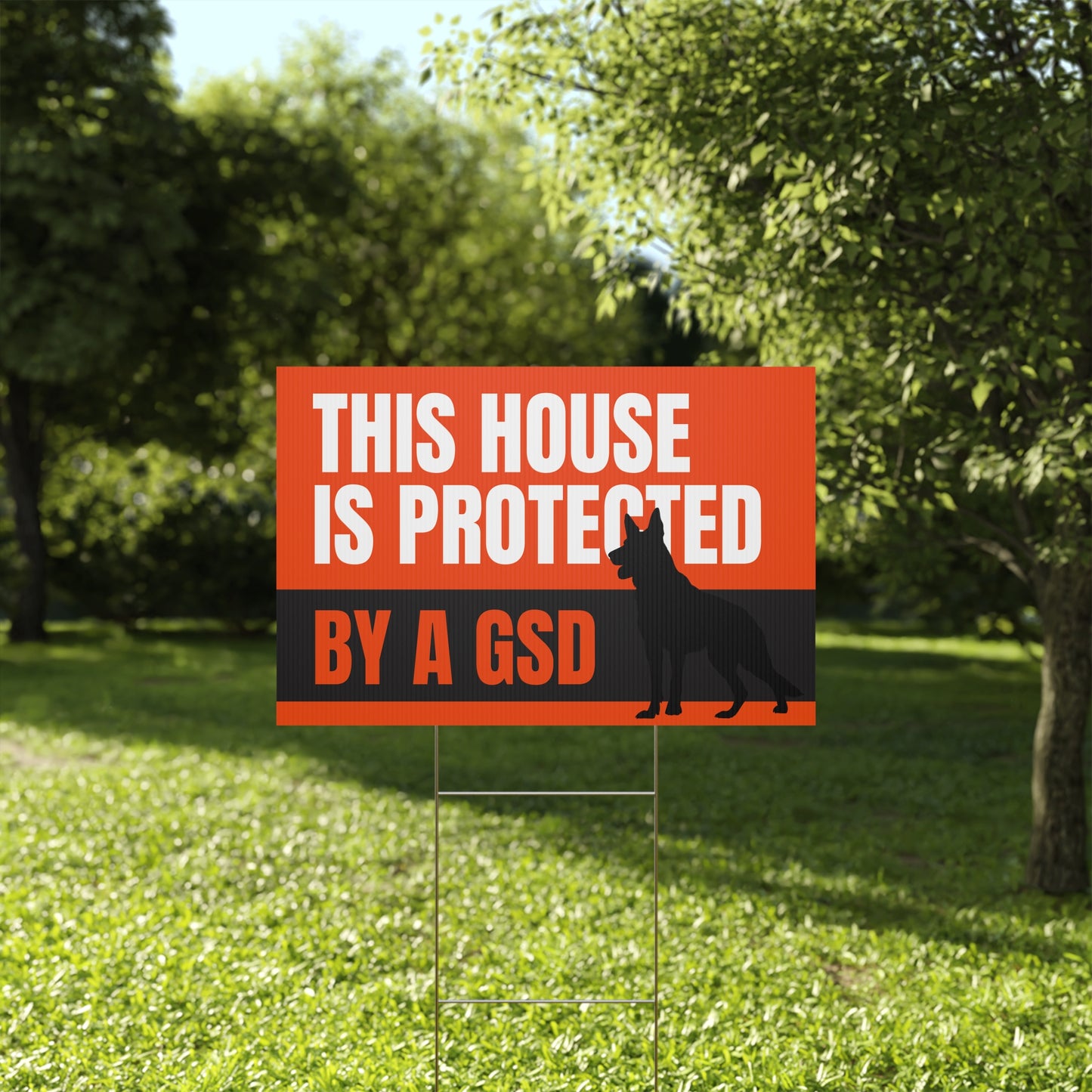 German Shepherd Yard Sign - "This House is Protected by a GSD" - Security Decor for Dog Lovers