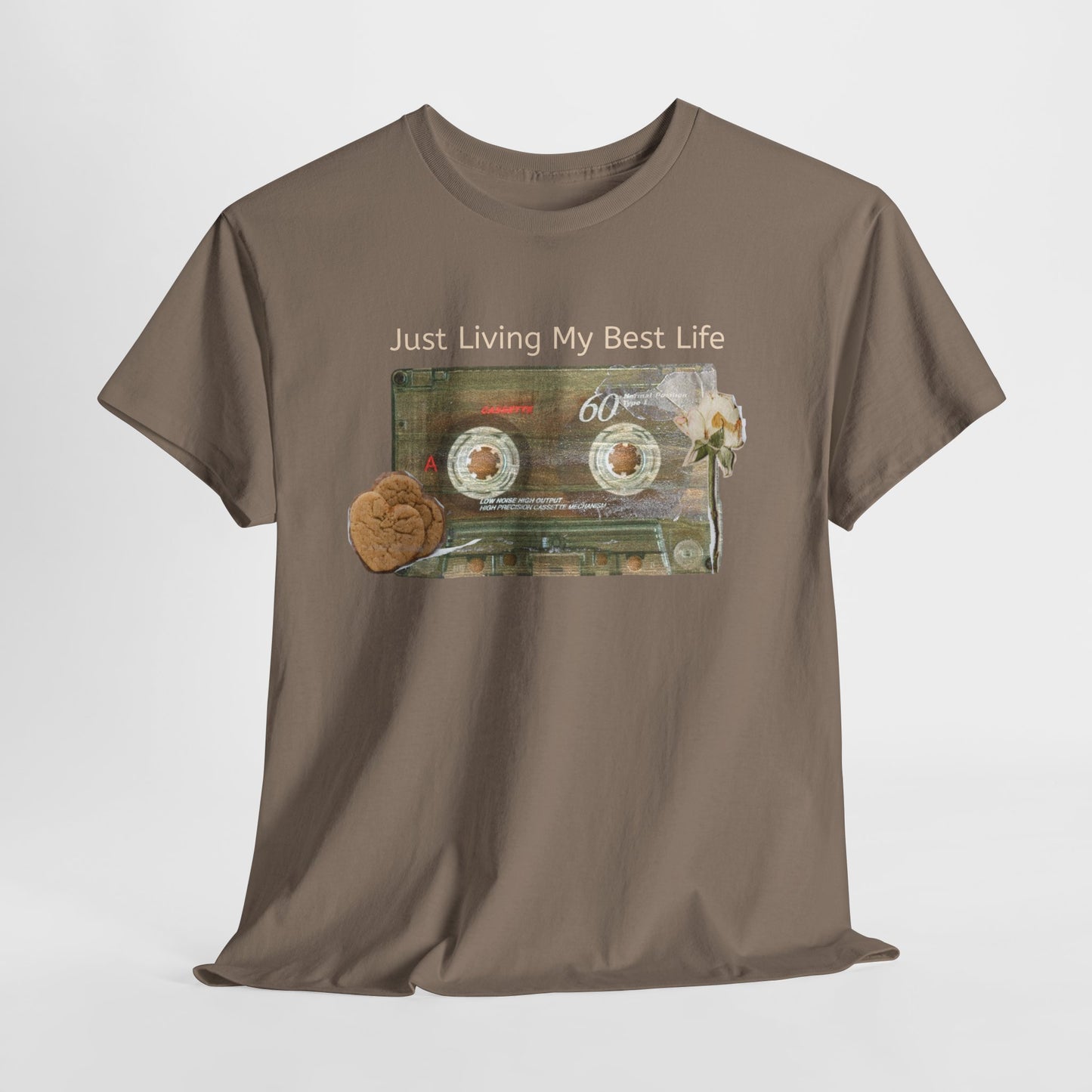 Just Living My Best Life Tee, Vintage Cassette T-Shirt, Casual Wear, Gift for Friends, Music Lover's Apparel