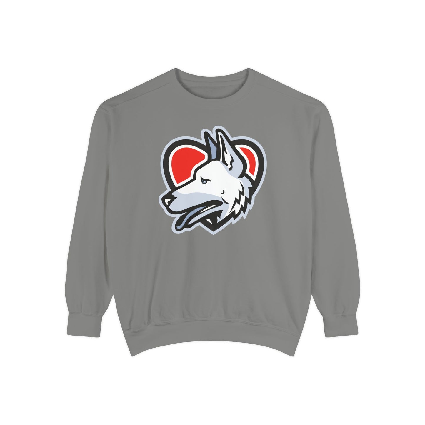 Unisex Dog Lover Sweatshirt With a Close Up Graphic of German Shepherd Placed Inside Red Heart