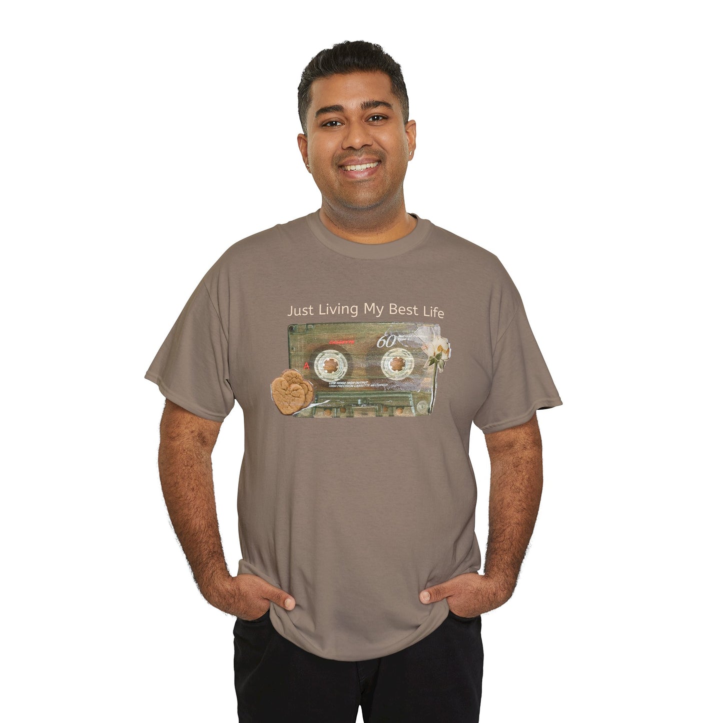 Just Living My Best Life Tee, Vintage Cassette T-Shirt, Casual Wear, Gift for Friends, Music Lover's Apparel