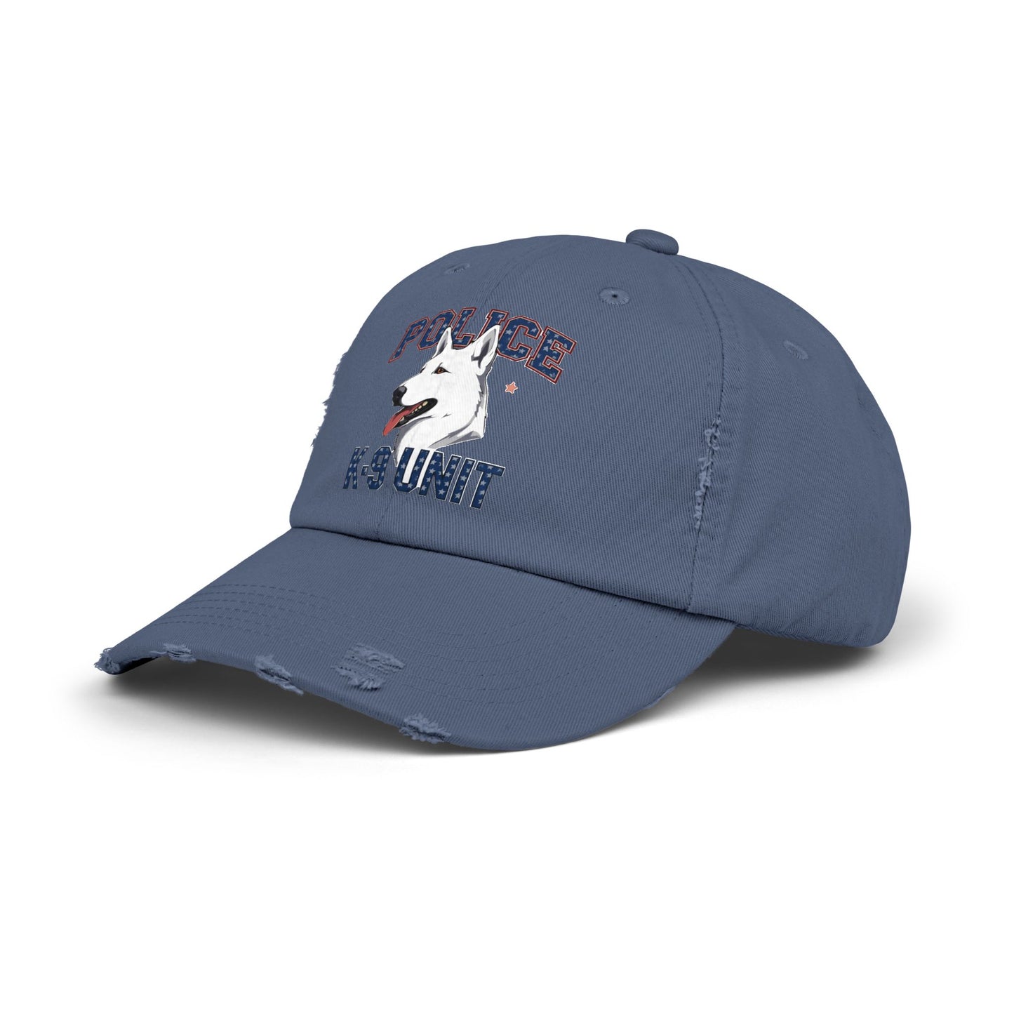Unisex Distressed Cap with Police K9 Design Featuring German Shepherd, Trendy Dog Lover Hat, Perfect Gift for Police Supporters