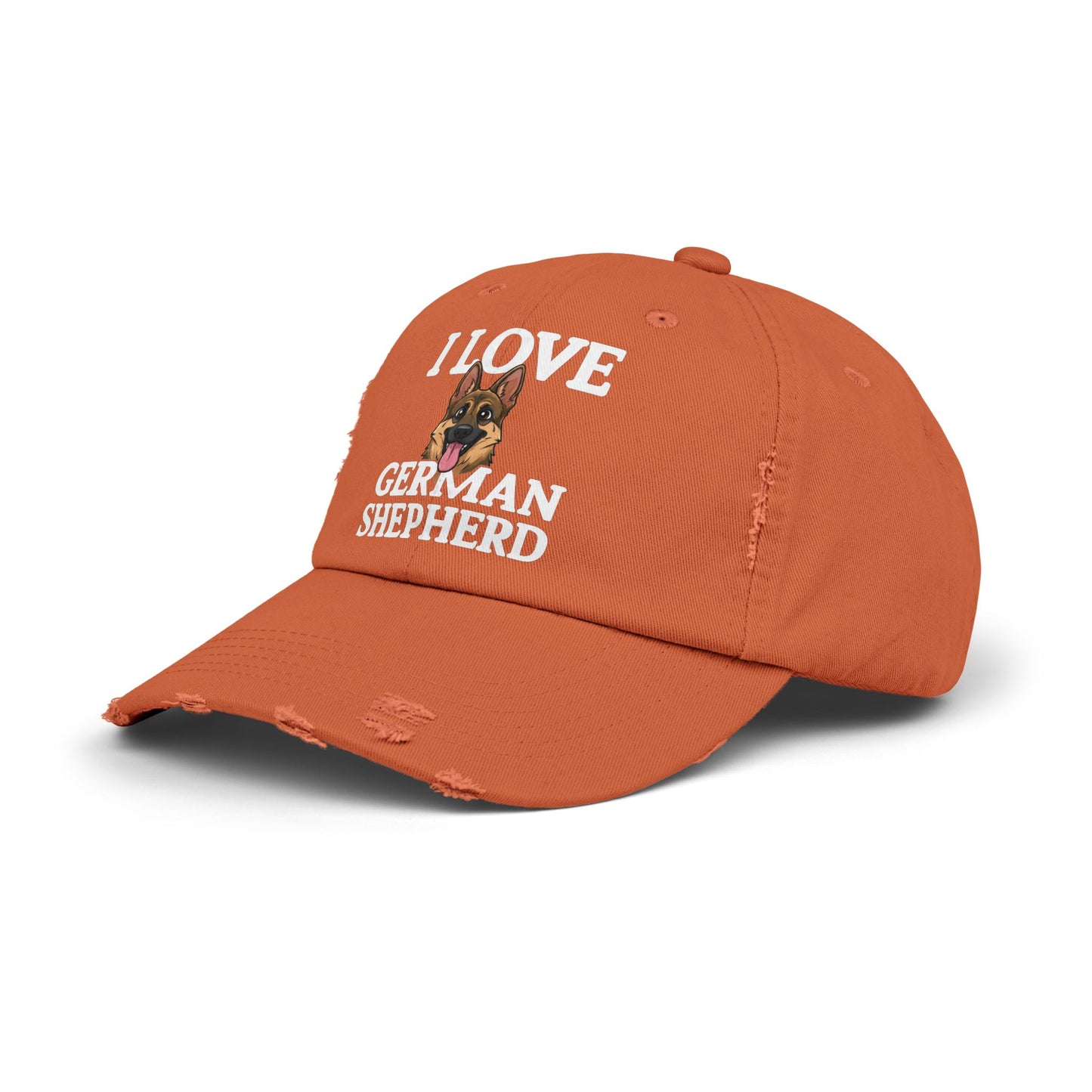 I Love German Shepherd Distressed Cap - Unisex Adjustable Baseball Hat