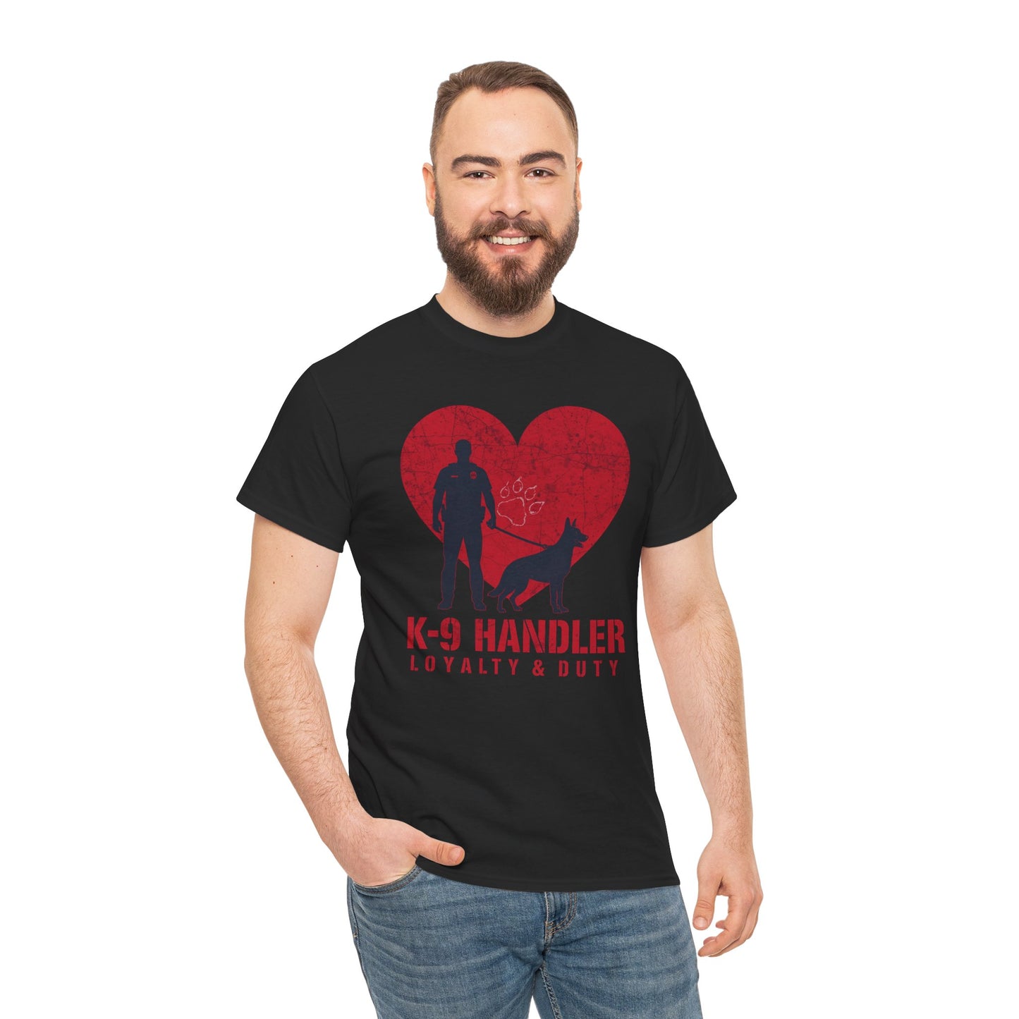 K-9 Handler Heavy Cotton Tee - Loyalty & Duty Shirt, Dog Lover Gift