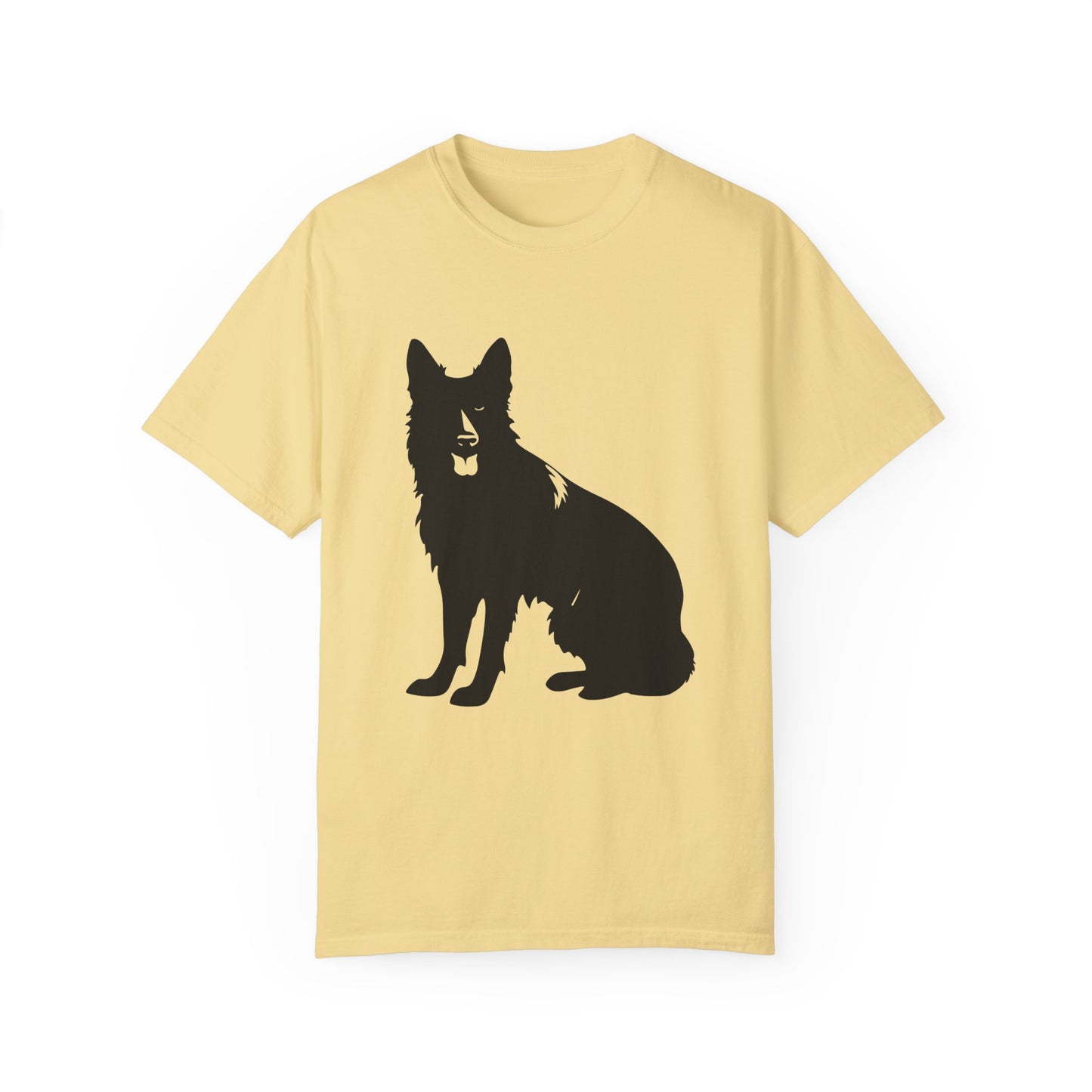 Unisex T-shirt With Graphic of Black German Shepherd Sloppy Sitting