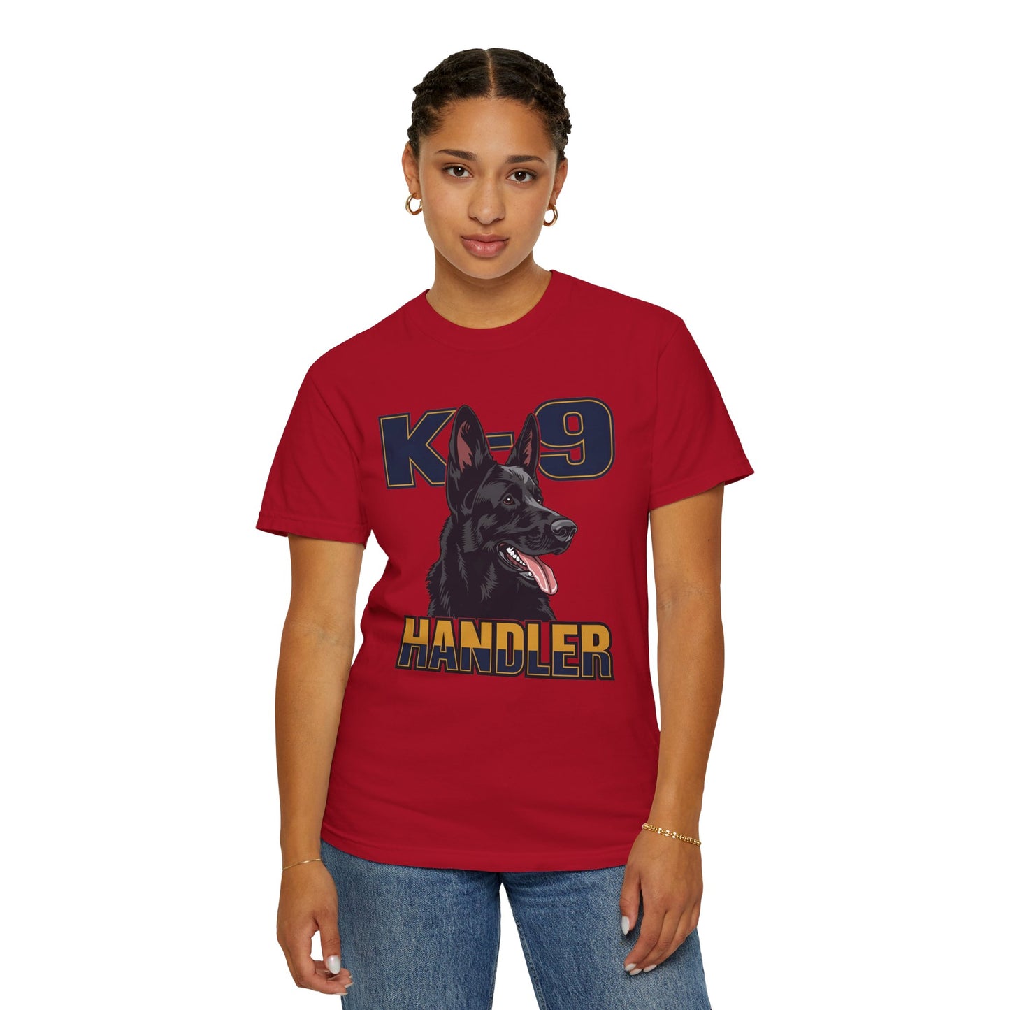 Black German Shepherd K-9 Handler T-Shirt, Garment-Dyed Unisex Tee for Dog Lovers