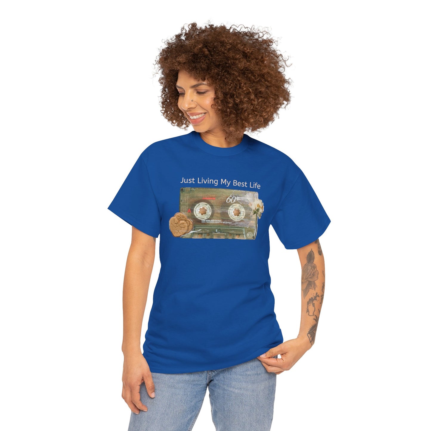 Just Living My Best Life Tee, Vintage Cassette T-Shirt, Casual Wear, Gift for Friends, Music Lover's Apparel