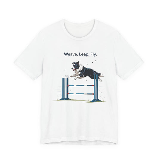 Dog Agility Spirit T-Shirt, Weave Leap Fly Tee, Gifts for Dog Lovers, Pet Enthusiasts, Animal Lovers T-Shirt, Casual Wear, Dog Show Gear