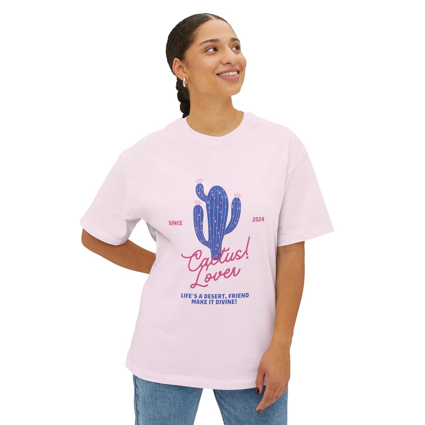 Cactus Lover Boxy Tee - Ideal for Plant Enthusiasts, Casual Wear, Gift for Friends, Summer Fashion, Nature Lovers