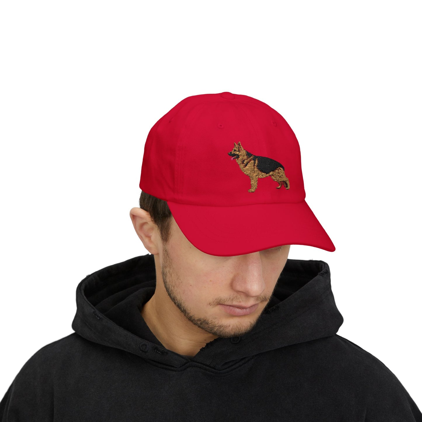 Embroidered Dog Dad Cap - German Shepherd Standing in a Show Stance