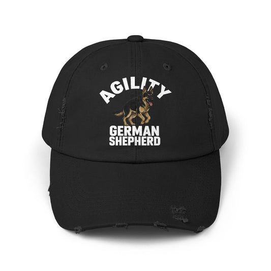 German Shepherd Agility Distressed Cap, Vintage Dog Hat, Pet Lover Gift, Adjustable Baseball Cap, Casual Outdoor Apparel