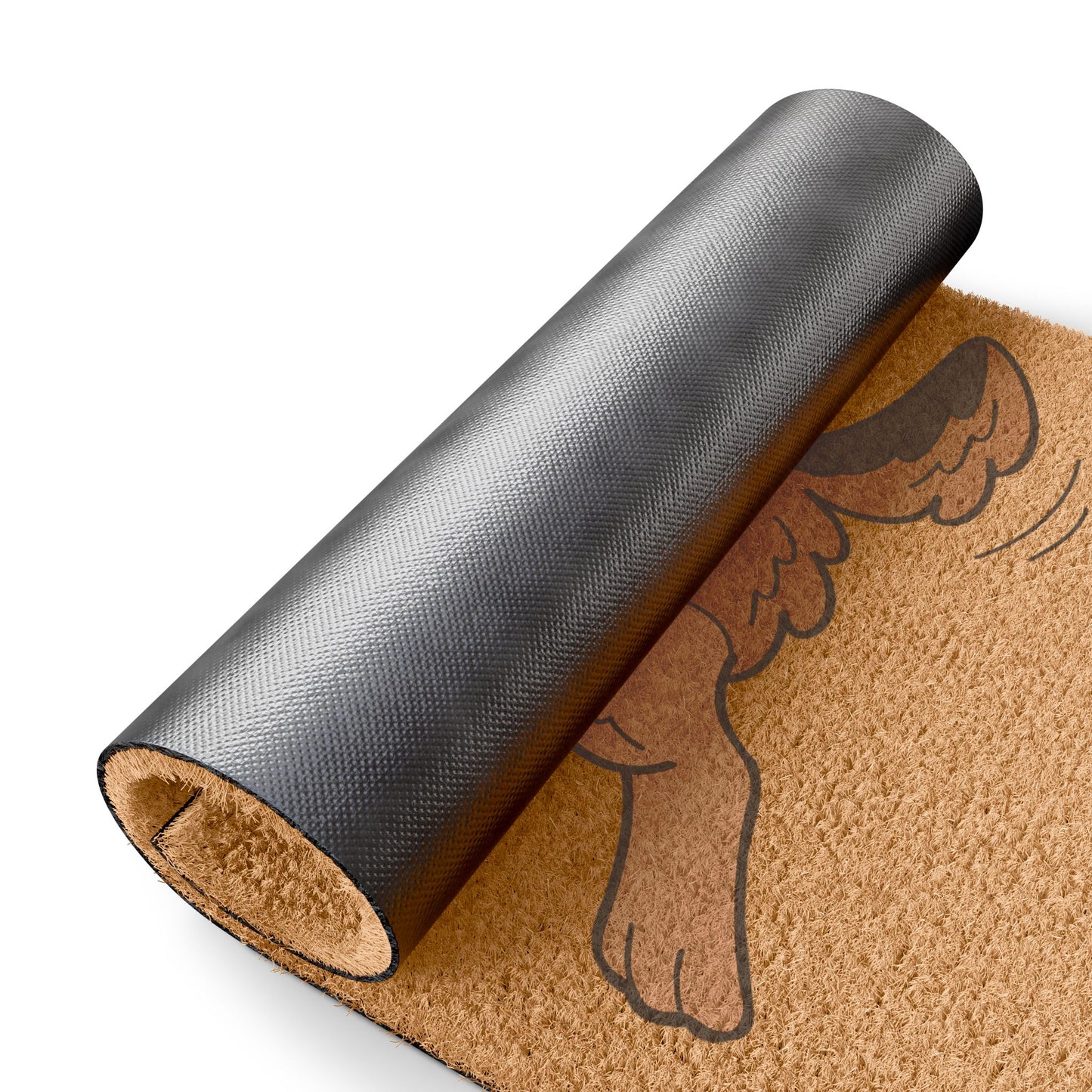 Playful Dog Doormat - Featuring a Cartoon German Shepherd Holding a White Bone in Mouth