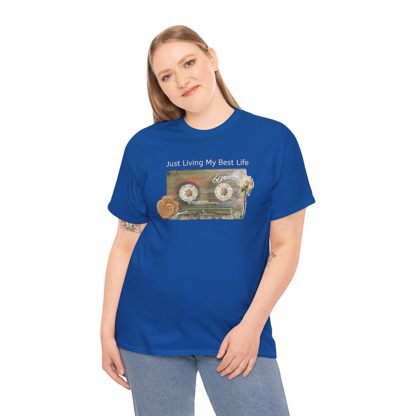 Just Living My Best Life Tee, Vintage Cassette T-Shirt, Casual Wear, Gift for Friends, Music Lover's Apparel
