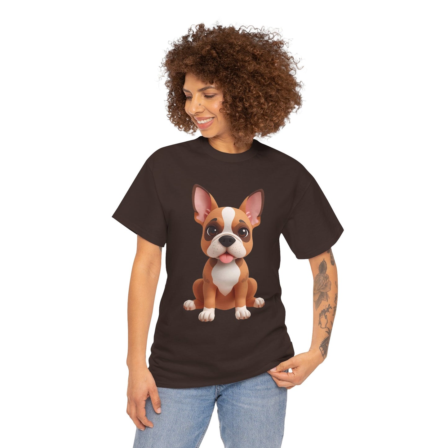 Cute 3D French Bulldog T-Shirt Unisex Heavy Cotton Tee, Dog Lover Gift