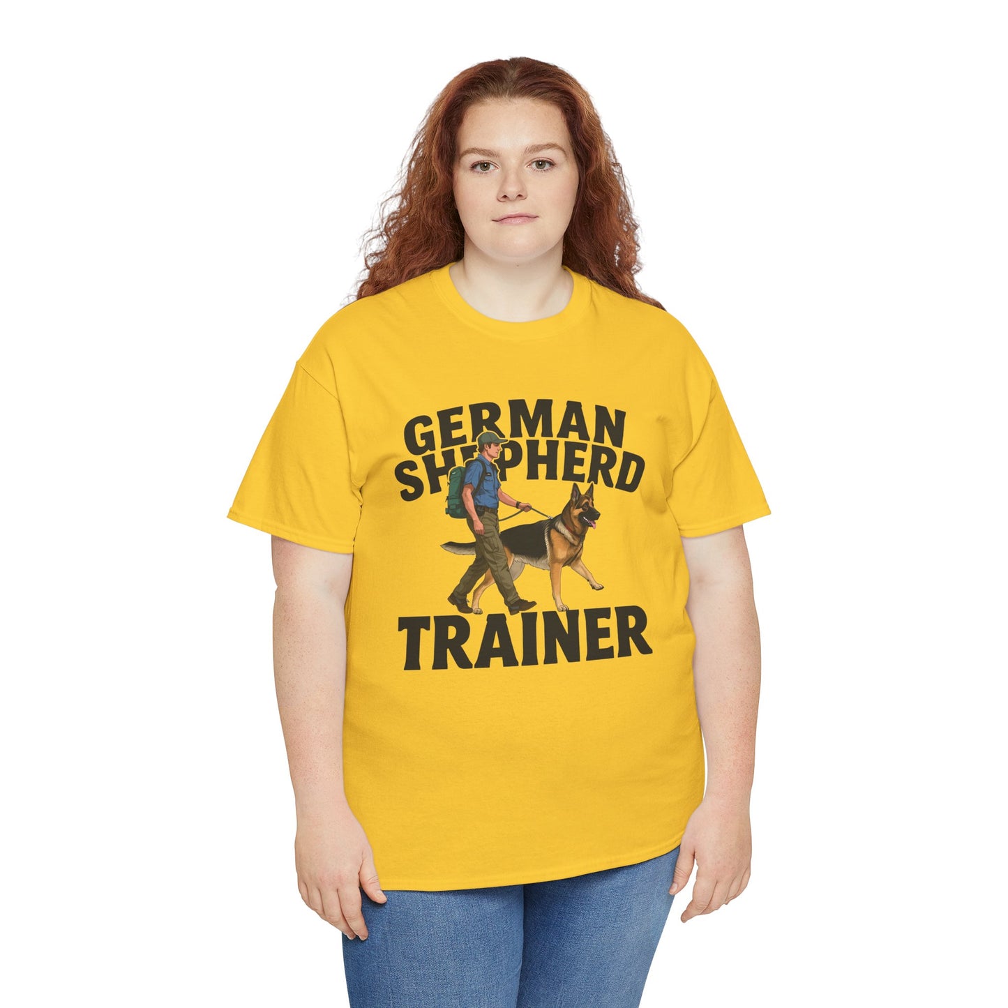 German Shepherd Trainer Tee - Man Holding a German Shepherd | Dog Lover Gift