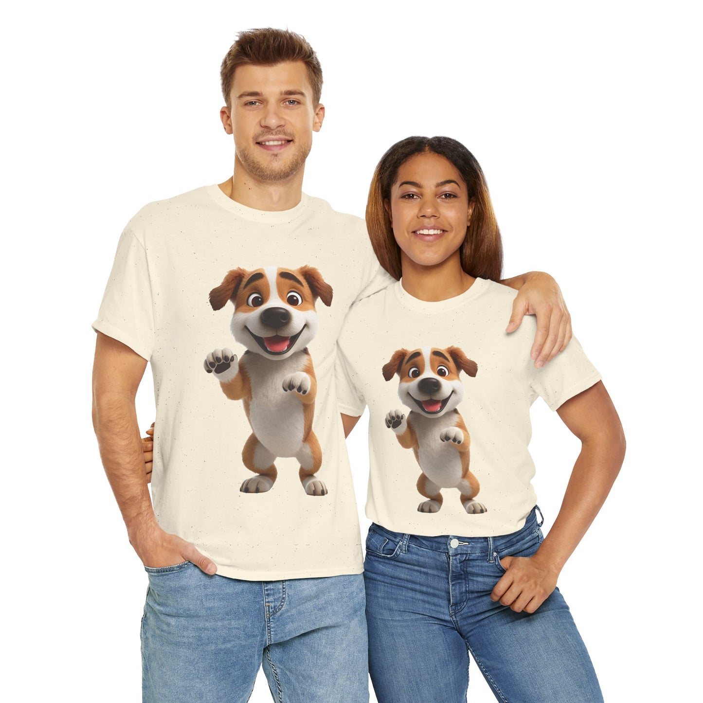 Cute Dog 3D Graphic Tee, Unisex Heavy Cotton T-Shirt, Dog Lover Gift, Fun Casual Wear