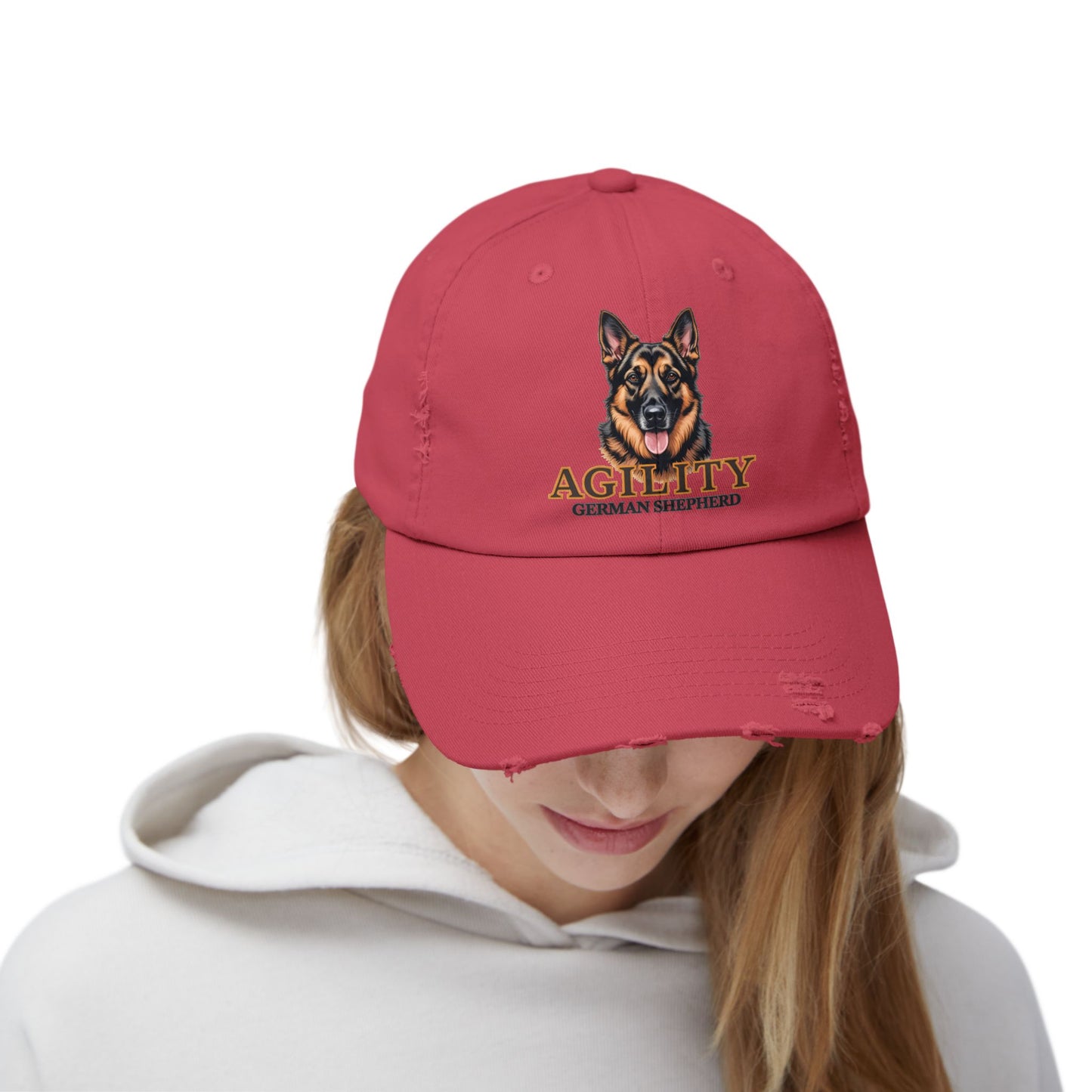 German Shepherd Agility Cap, Distressed Unisex Baseball Hat, Dog Lover Gift, Pet Training Accessory, Outdoor Sports Apparel