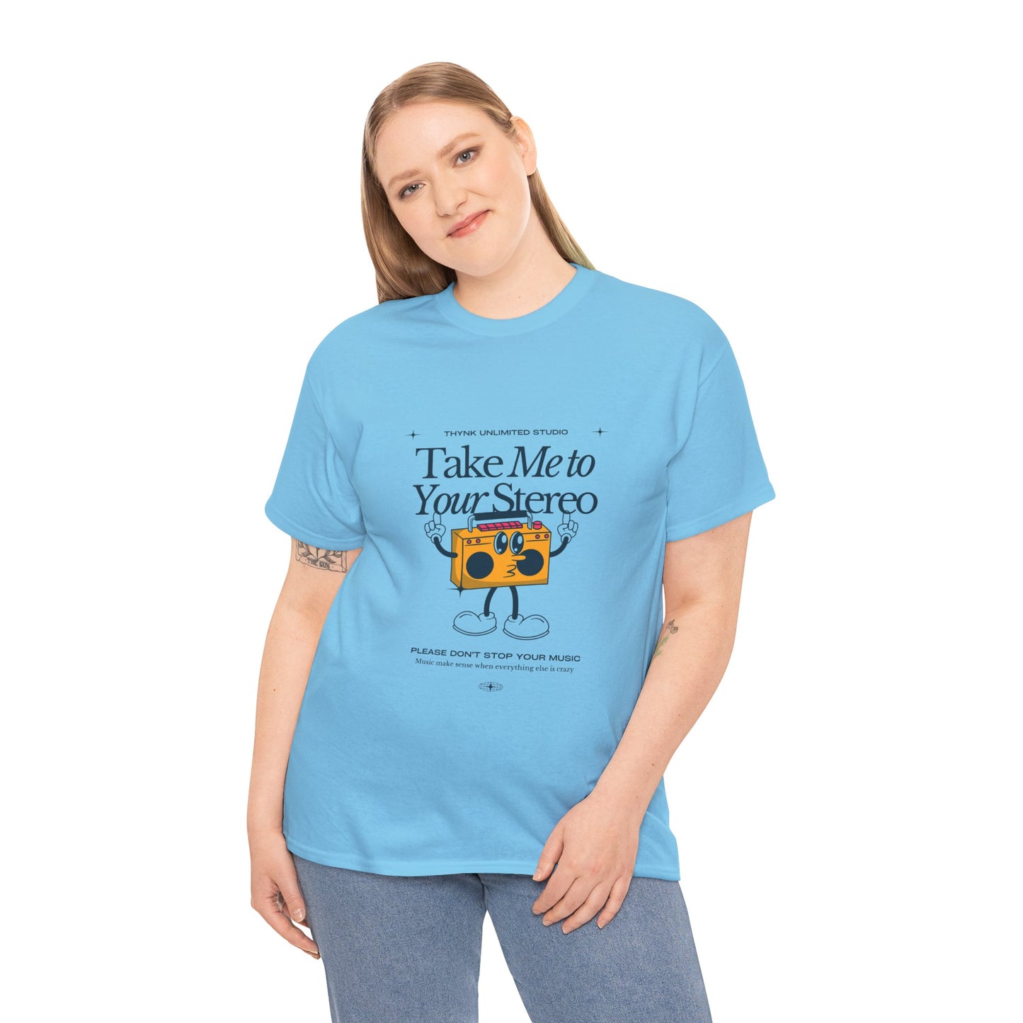 Retro Music Lover Tee - Take Me To Your Stereo, Vintage Style Shirt, Graphic T-Shirt, Unisex Cotton Top, Perfect Gift for Musicians, Summer Outfit