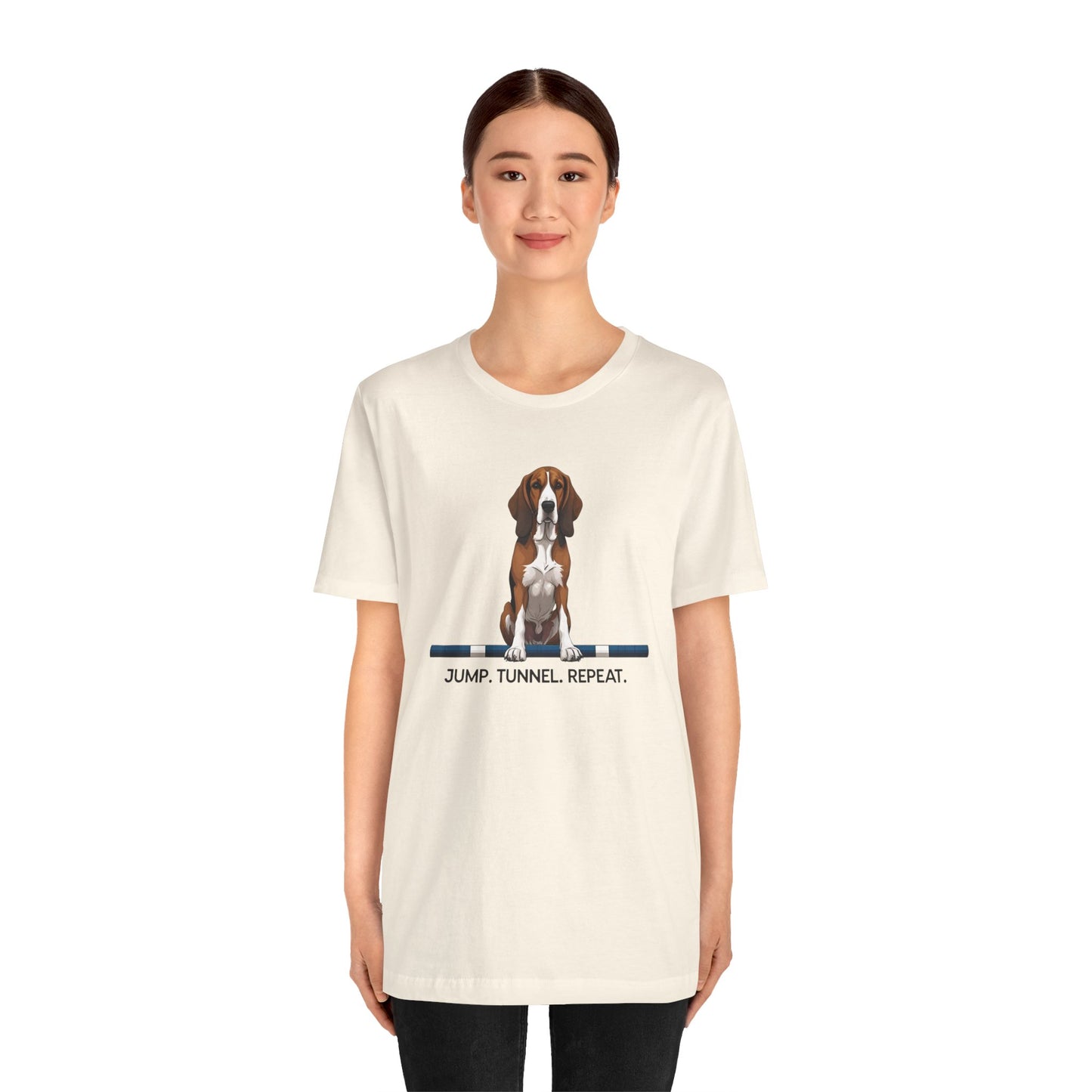 Dog Agility Tee, Fun Pet Lover Shirt, Jump Tunnel Repeat T-Shirt, Dog Enthusiast Apparel, Gift for Dog Owners