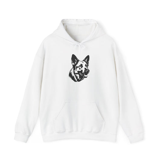 Unisex Dog Lover Hoodie With a Close Up Graphic of Black and White German Shepherd Mouth Opened
