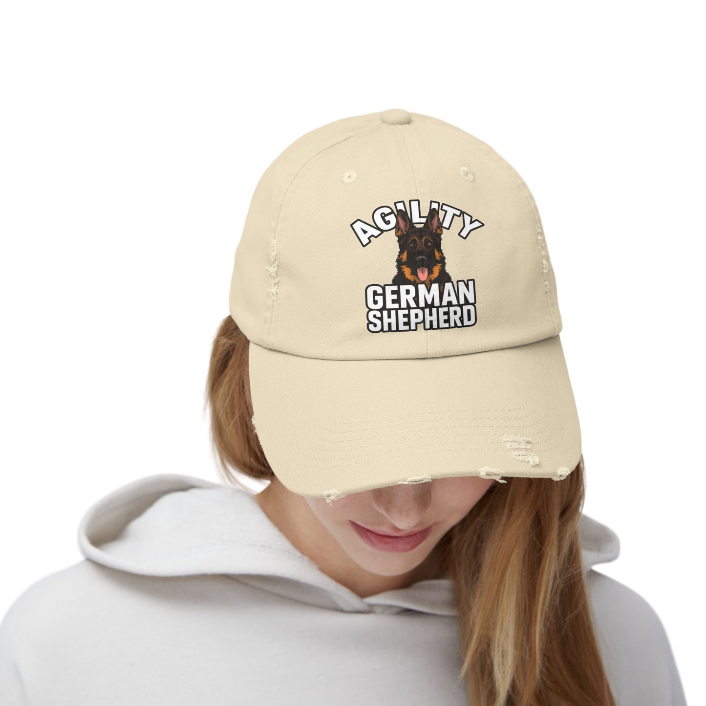 German Shepherd Agility Cap, Distressed Unisex Baseball Hat, Dog Lover Gift, Pet Training Accessory, Outdoor Sports Apparel