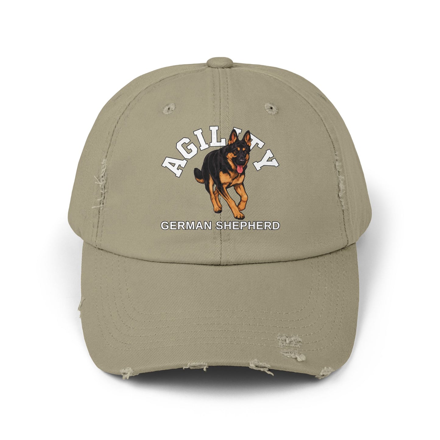 Black Distressed Agility German Shepherd Dog Cap | Unisex Pet Lover Hat, Outdoorsy Style, Casual Wear, Animal Lover Accessory