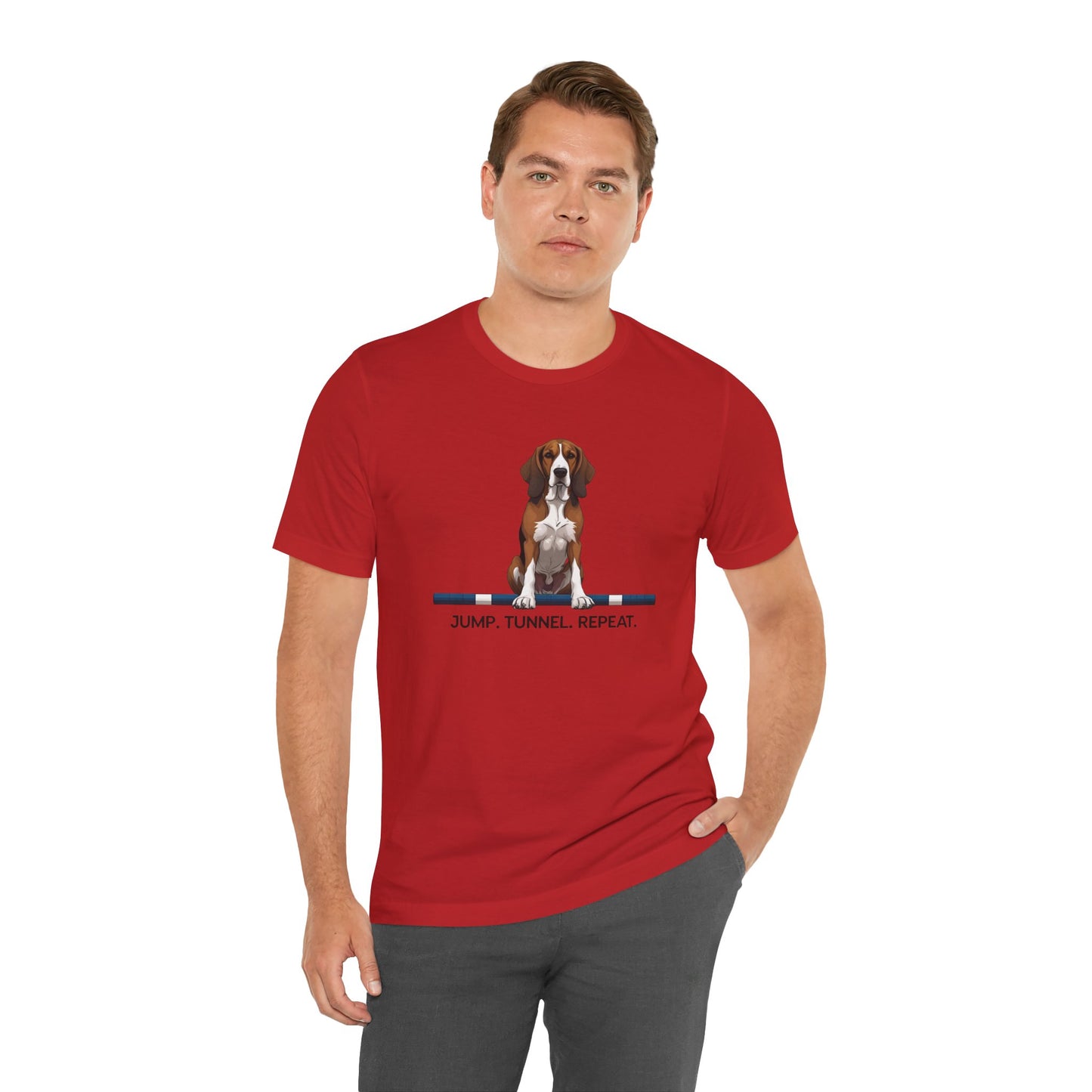 Dog Agility Tee, Fun Pet Lover Shirt, Jump Tunnel Repeat T-Shirt, Dog Enthusiast Apparel, Gift for Dog Owners