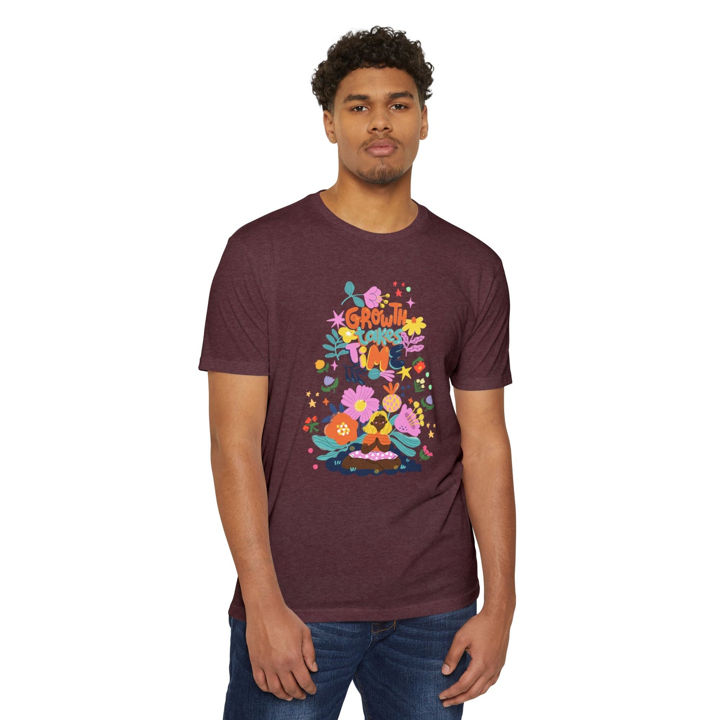 Growth Takes Time Floral Unisex T-Shirt, Spring Tee, Inspirational T-Shirt, Casual Wear, Unique Gift Idea
