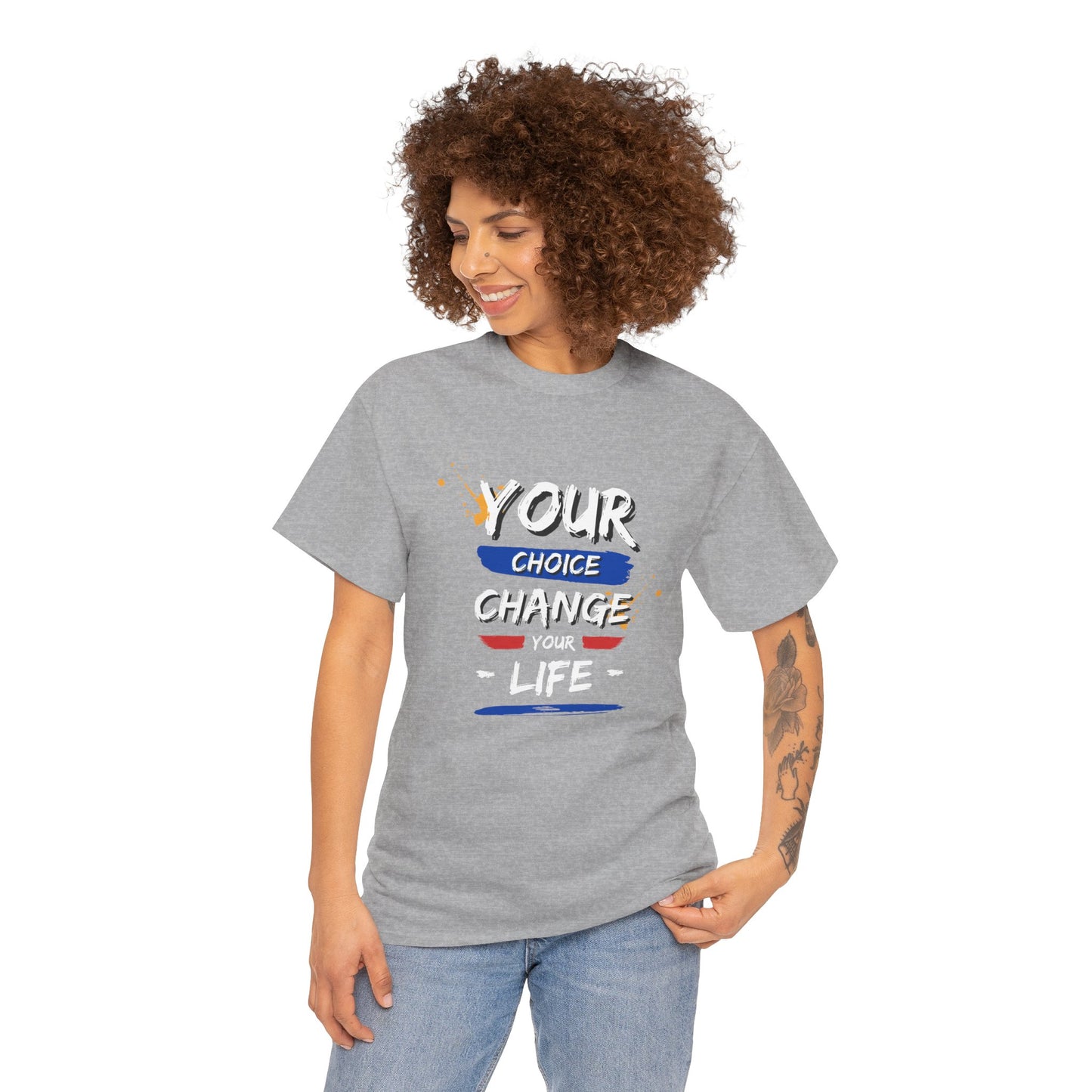 Inspirational Quote Unisex Heavy Cotton Tee - "Your Choice Change For Life", Motivational Shirt, Casual Wear, Gift Idea, Everyday Comfort