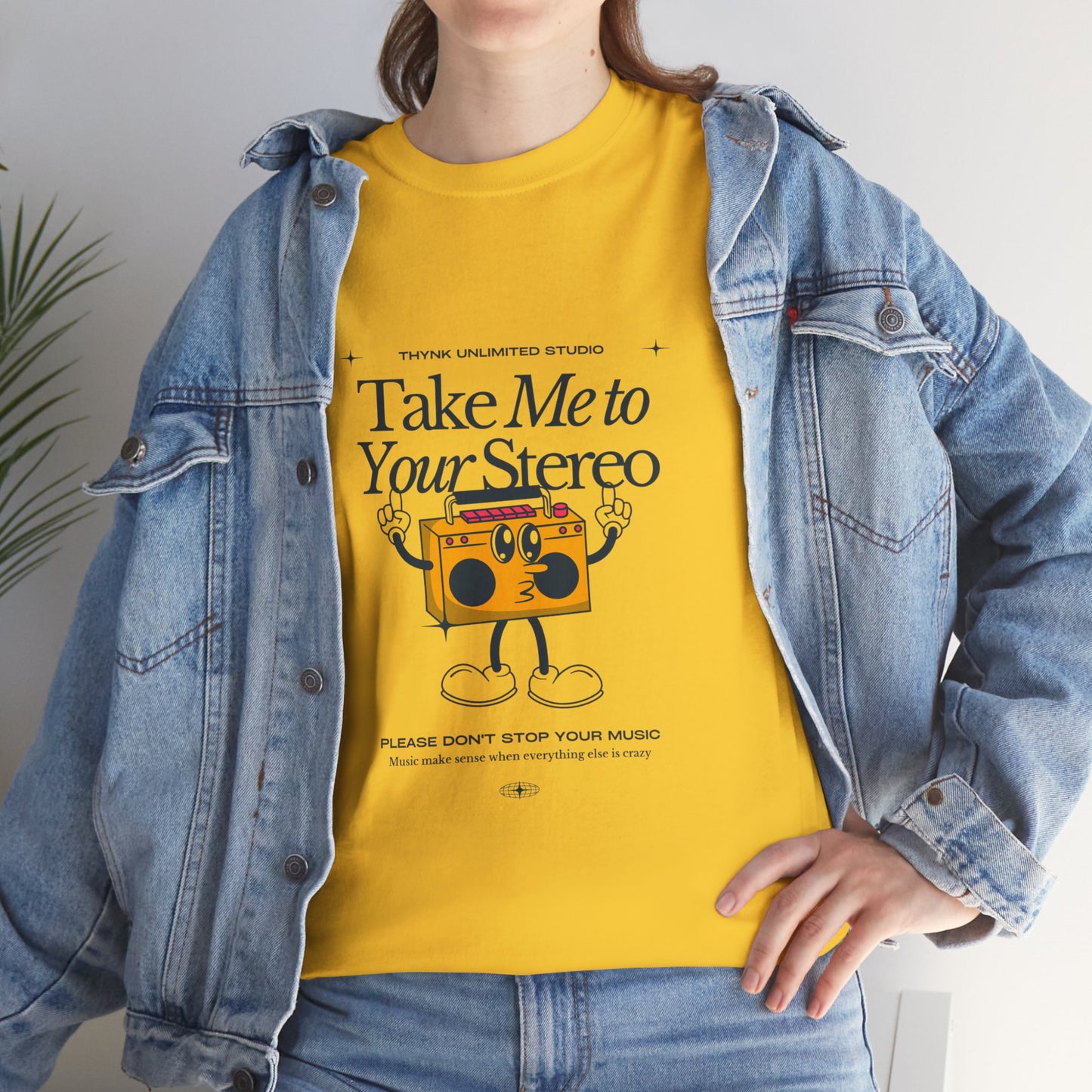 Retro Music Lover Tee - Take Me To Your Stereo, Vintage Style Shirt, Graphic T-Shirt, Unisex Cotton Top, Perfect Gift for Musicians, Summer Outfit