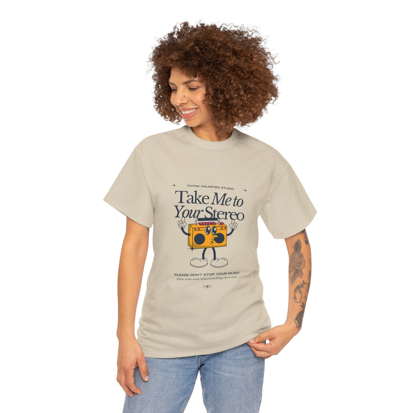 Retro Music Lover Tee - Take Me To Your Stereo, Vintage Style Shirt, Graphic T-Shirt, Unisex Cotton Top, Perfect Gift for Musicians, Summer Outfit